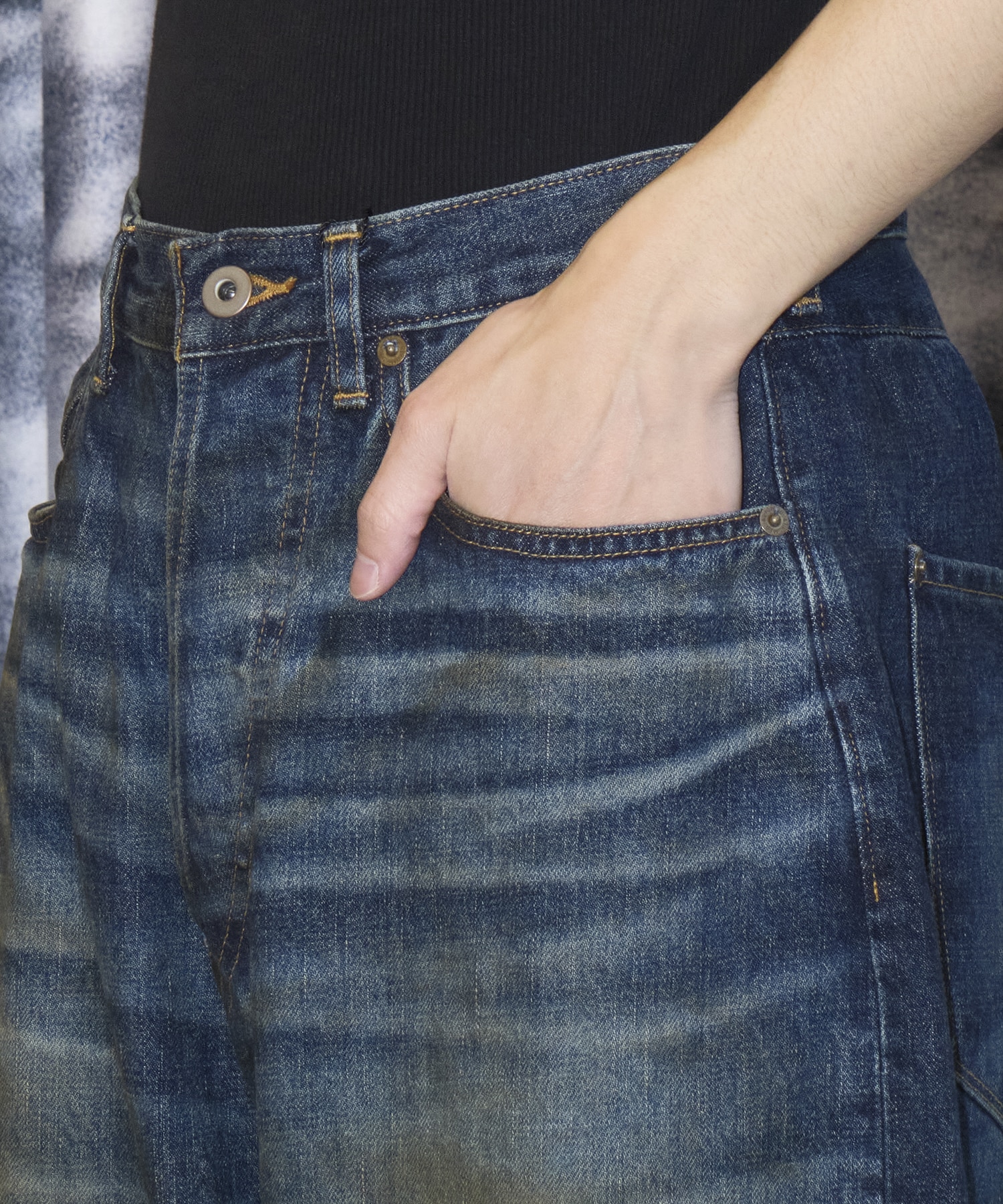 FRESH MAN DENIM WIDE PANTS USED refomed