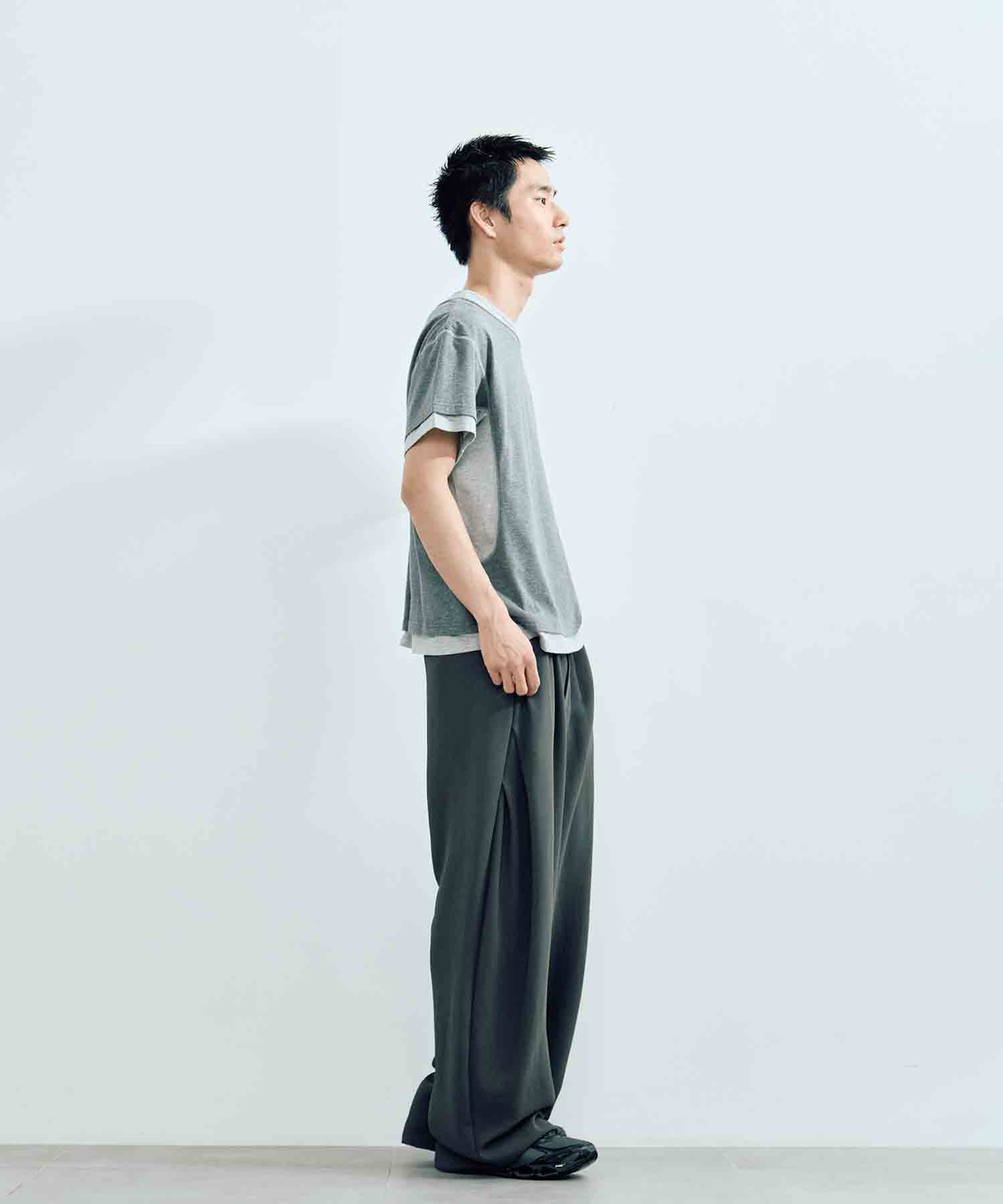 カーブレッグトラウザーダブルクロス サマー(1 DARK GREY): CONZ