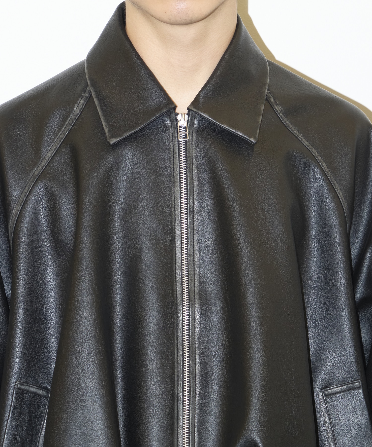 BALOON ZIP UP JACKET FAUX LEATHER CONZ