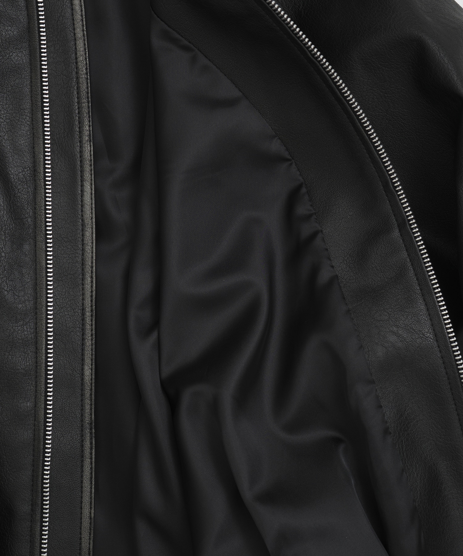 BALLOON LEATHER ZIP UP JACKET CONZ