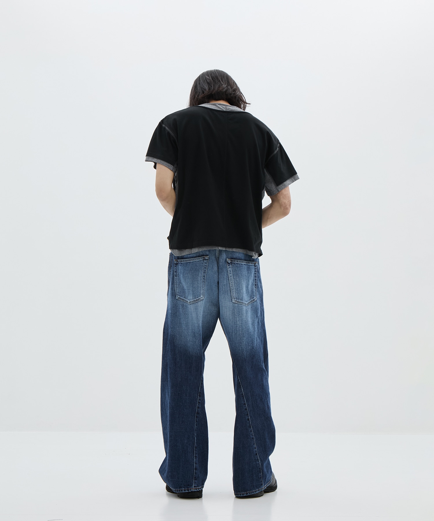 別注 3D TWISTED WIDE LEG FADED JEANS NVRFRGT