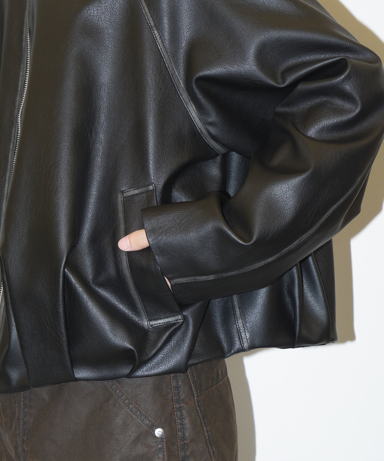 BALOON ZIP UP JACKET FAUX LEATHER CONZ