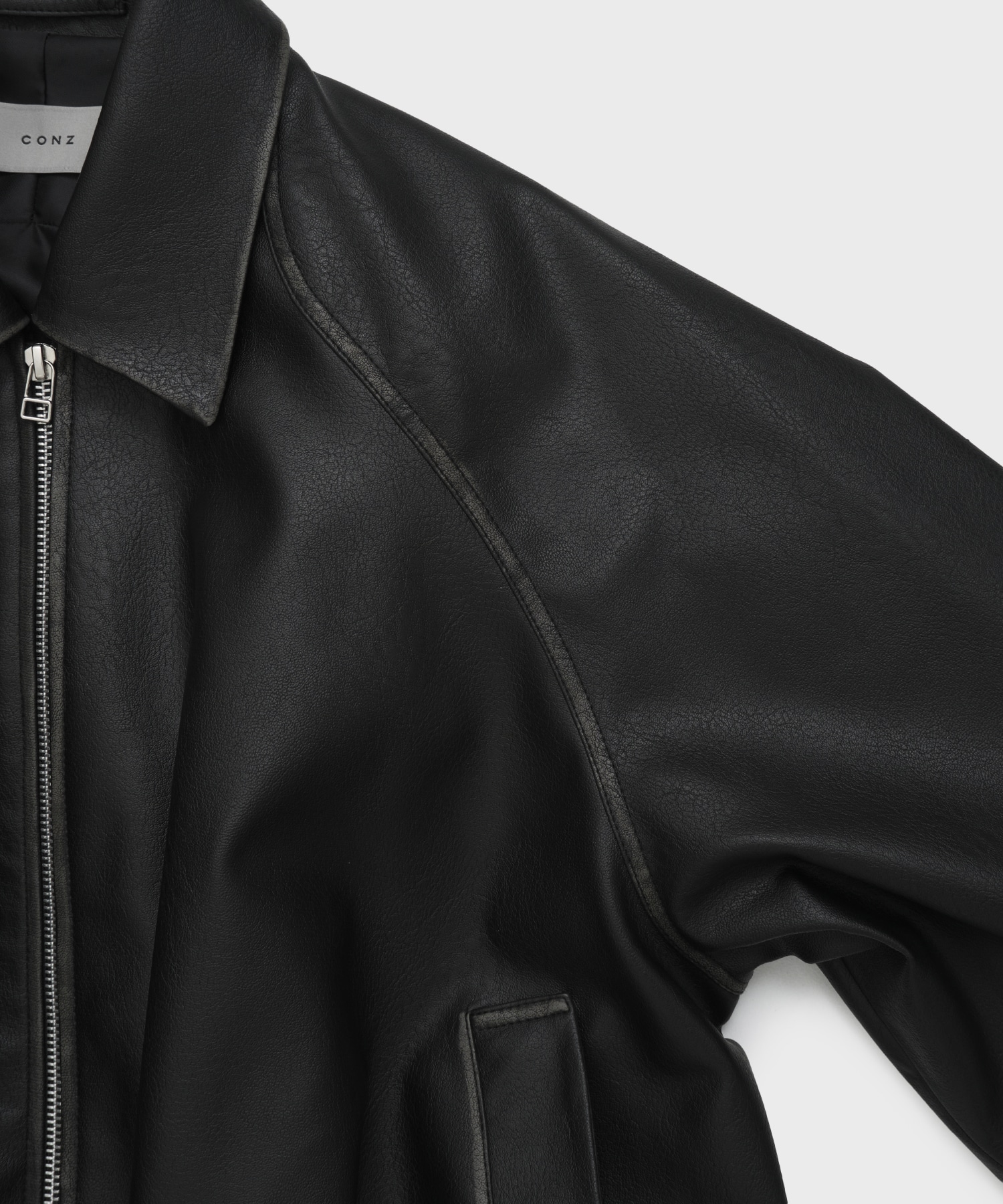 BALLOON LEATHER ZIP UP JACKET CONZ