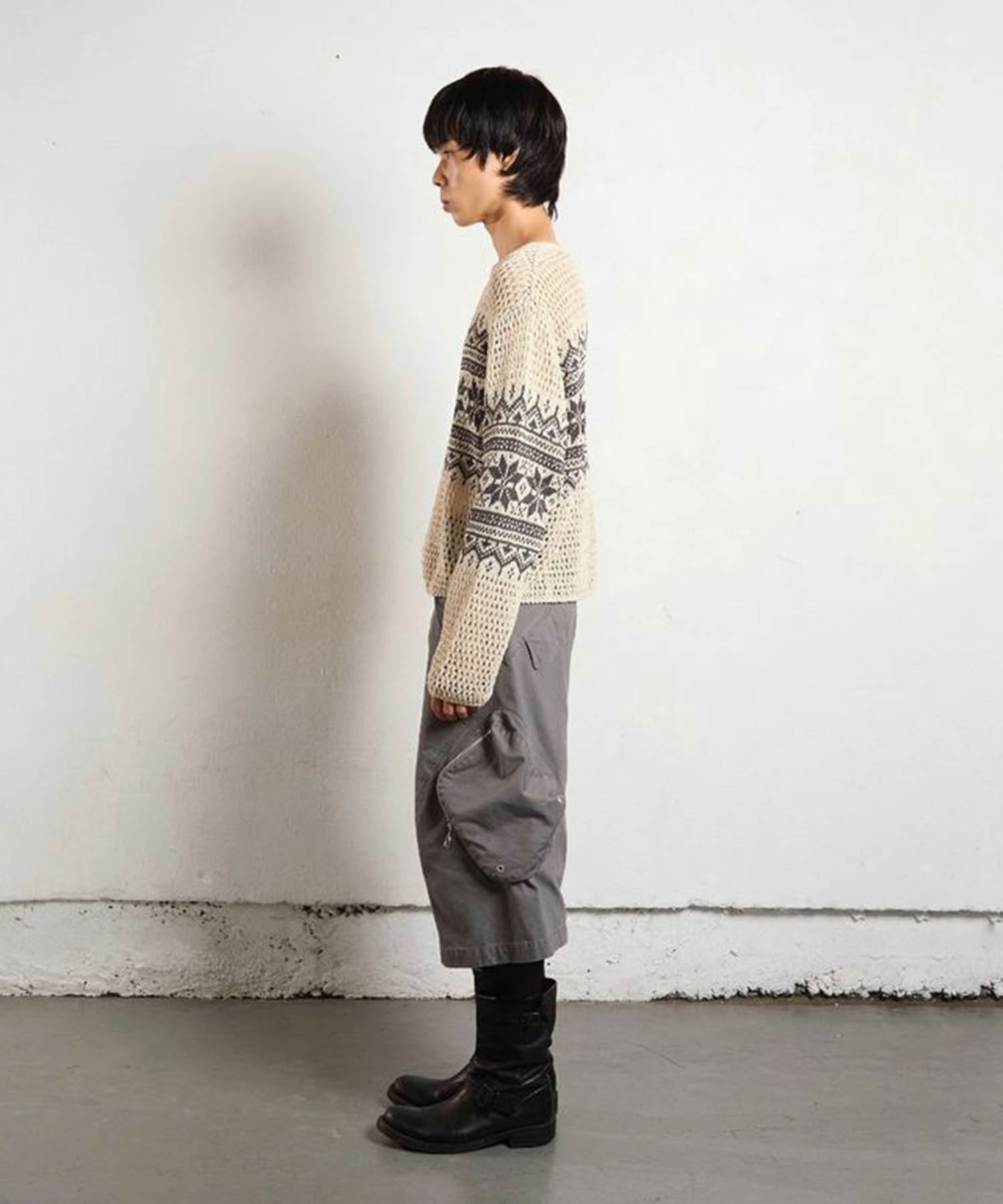 NORDIC JACQUARD OPEN KNIT SWEATER NVRFRGT