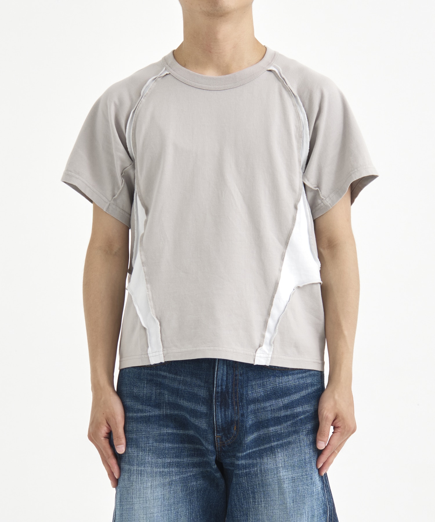 別注 PANELED HALF SLEEVE T-SHIRT NVRFRGT
