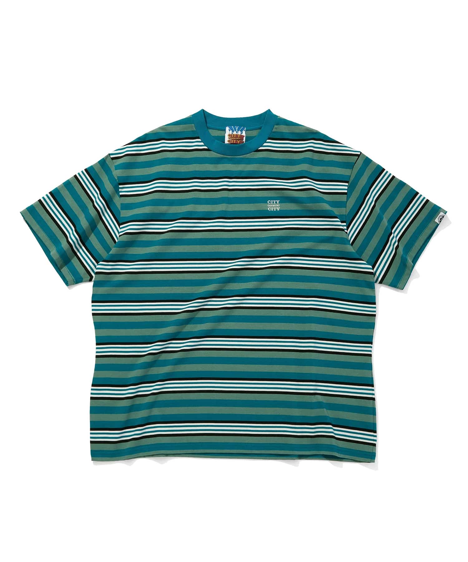 EMBROIDERED LOGO MULTI BORDER T-SHIRT CITY COUNTRY CITY