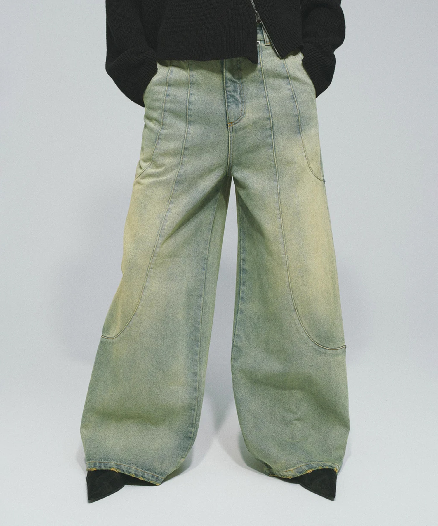 TUCK WIDE DENIM PANTS GOAT ESSENCE