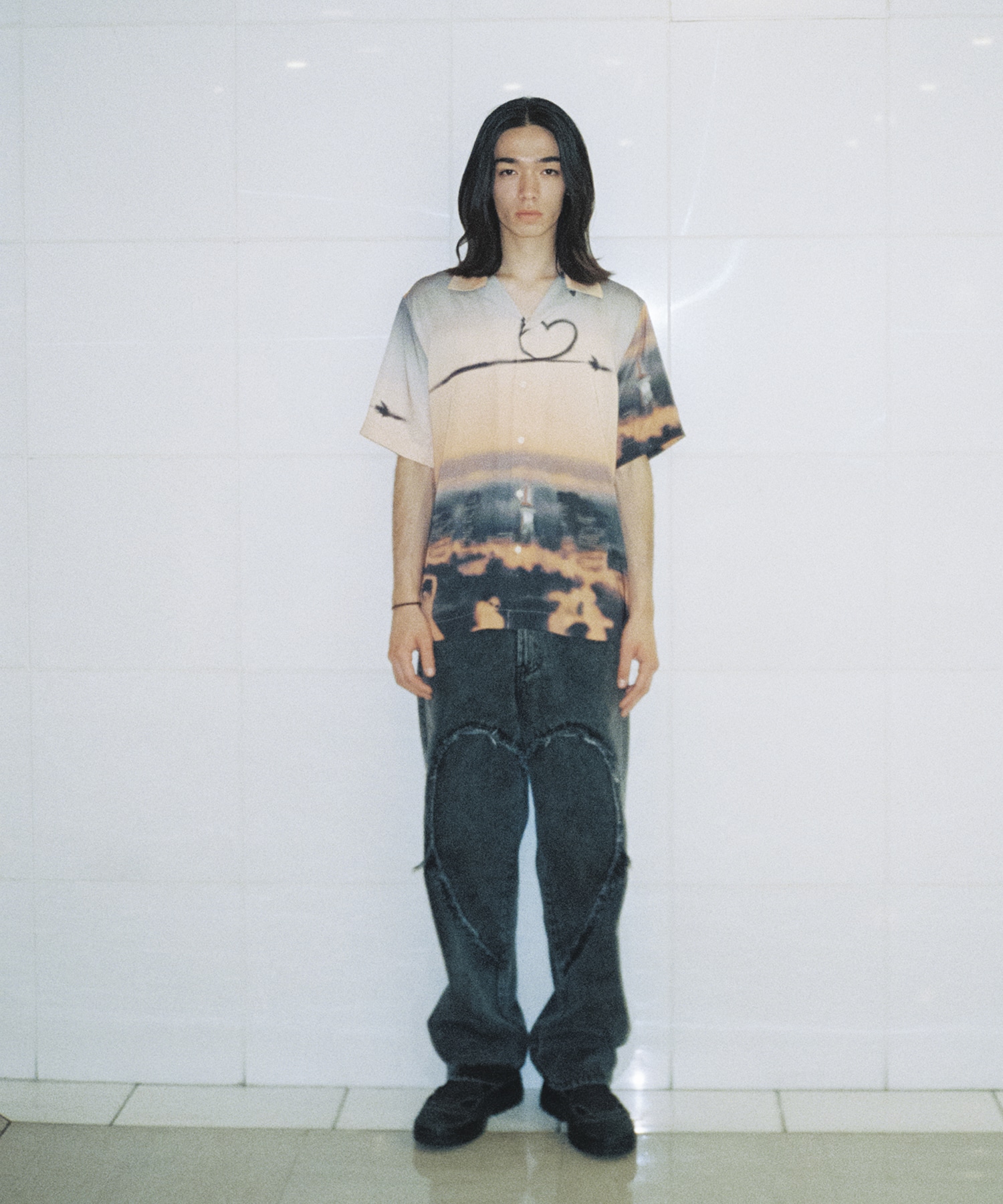 別注 HEART DENIM PANTS carne bollente