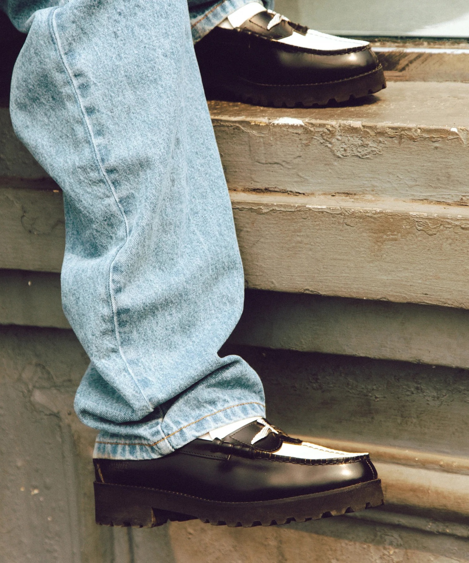 TANK SOLE LOAFERS BLACK WHITE The Kenford FINESHOES