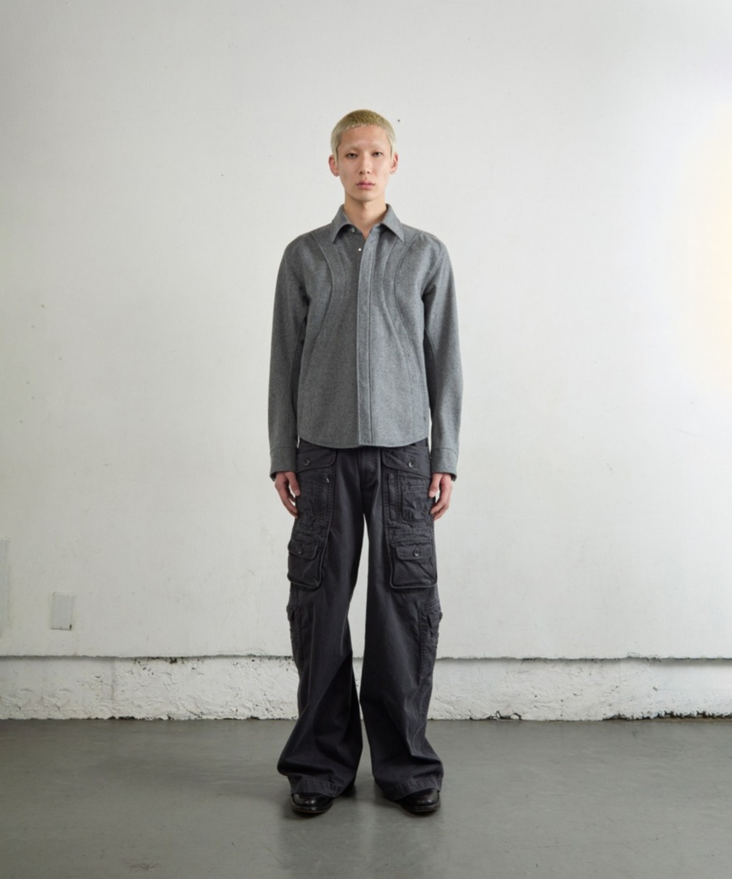 WOOL FLY FRONT LONG SLEEVE SHIRT NVRFRGT