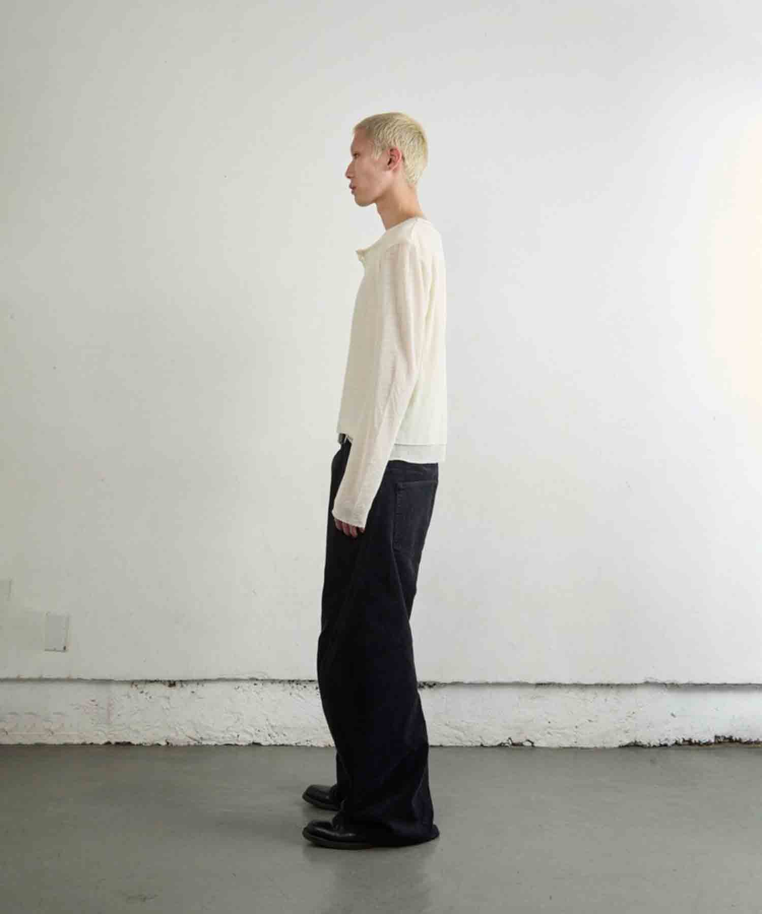 DOUBLE LAYERED LONG SLEEVE HENLEY T SHIRT(2 WHITE): NVRFRGT