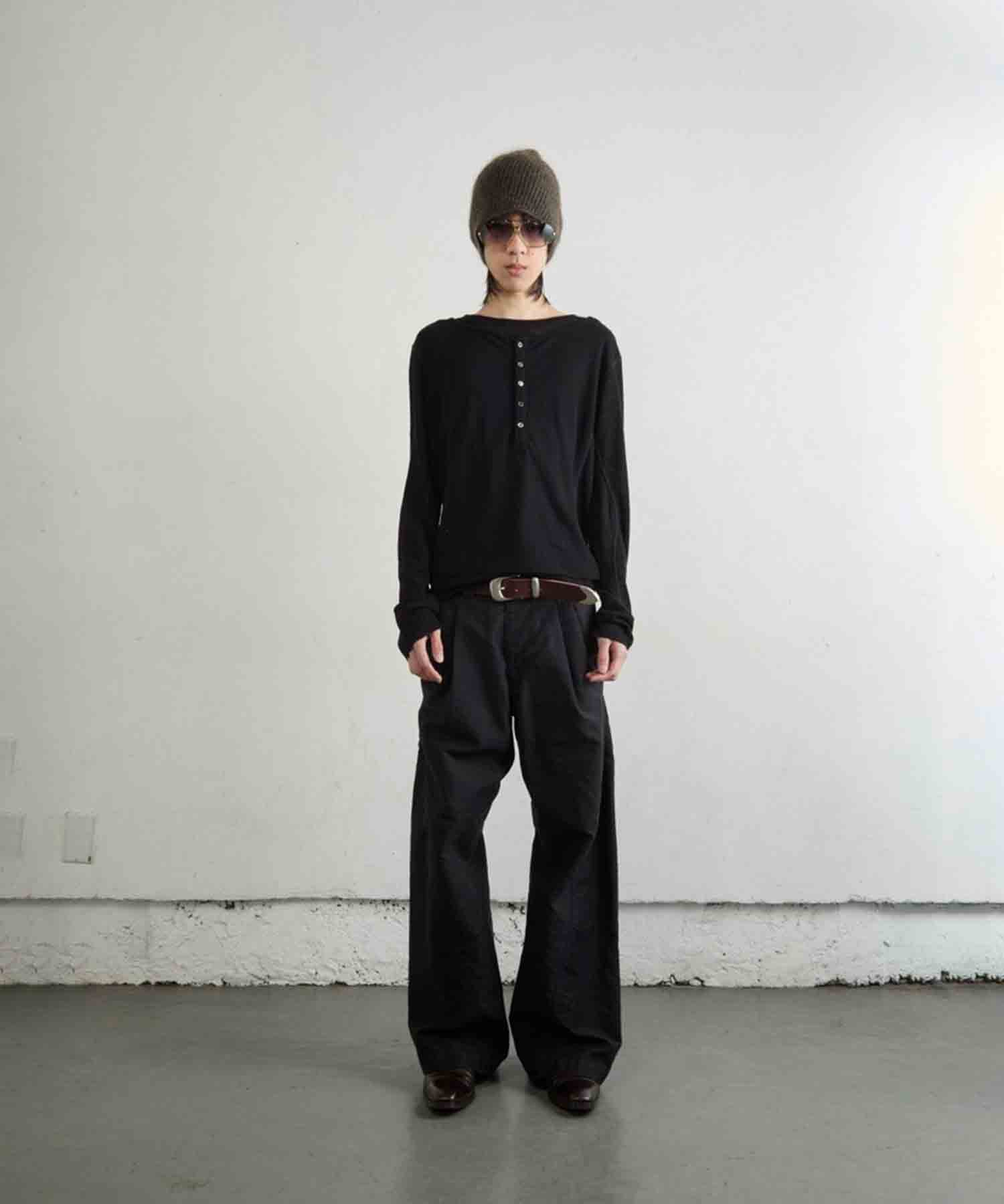 DOUBLE LAYERED LONG SLEEVE HENLEY T SHIRT NVRFRGT