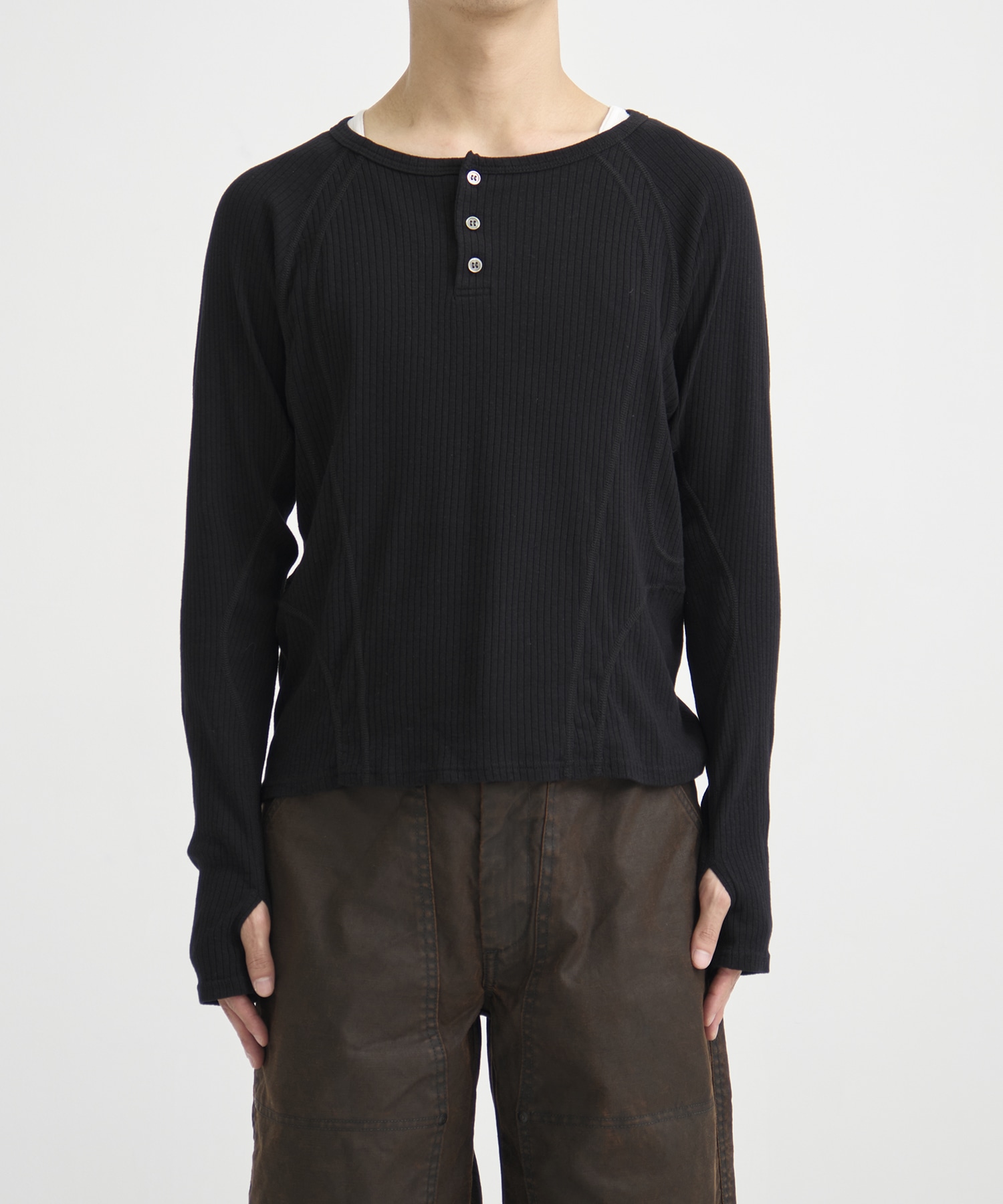 別注 HENLEY PANELED SWEATER NVRFRGT