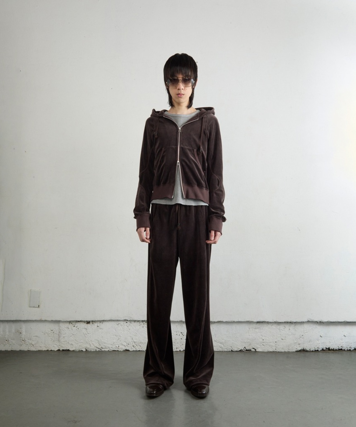 VELOUR ZIP UP HOODIE NVRFRGT