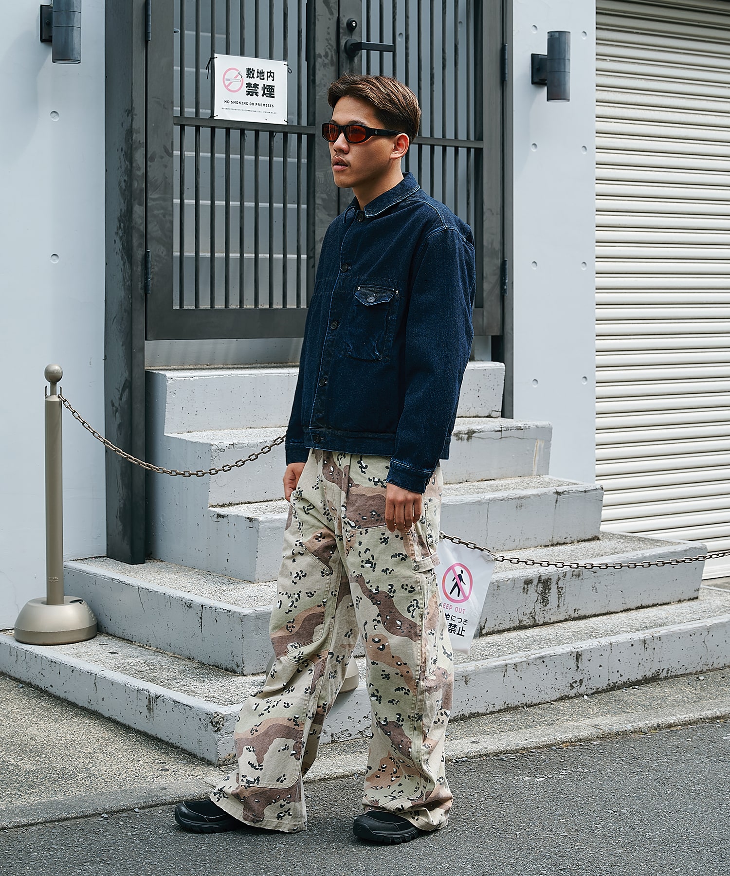 CAMO DUCK DOUBLE KNEE CURVED LEG PANTS CONZ