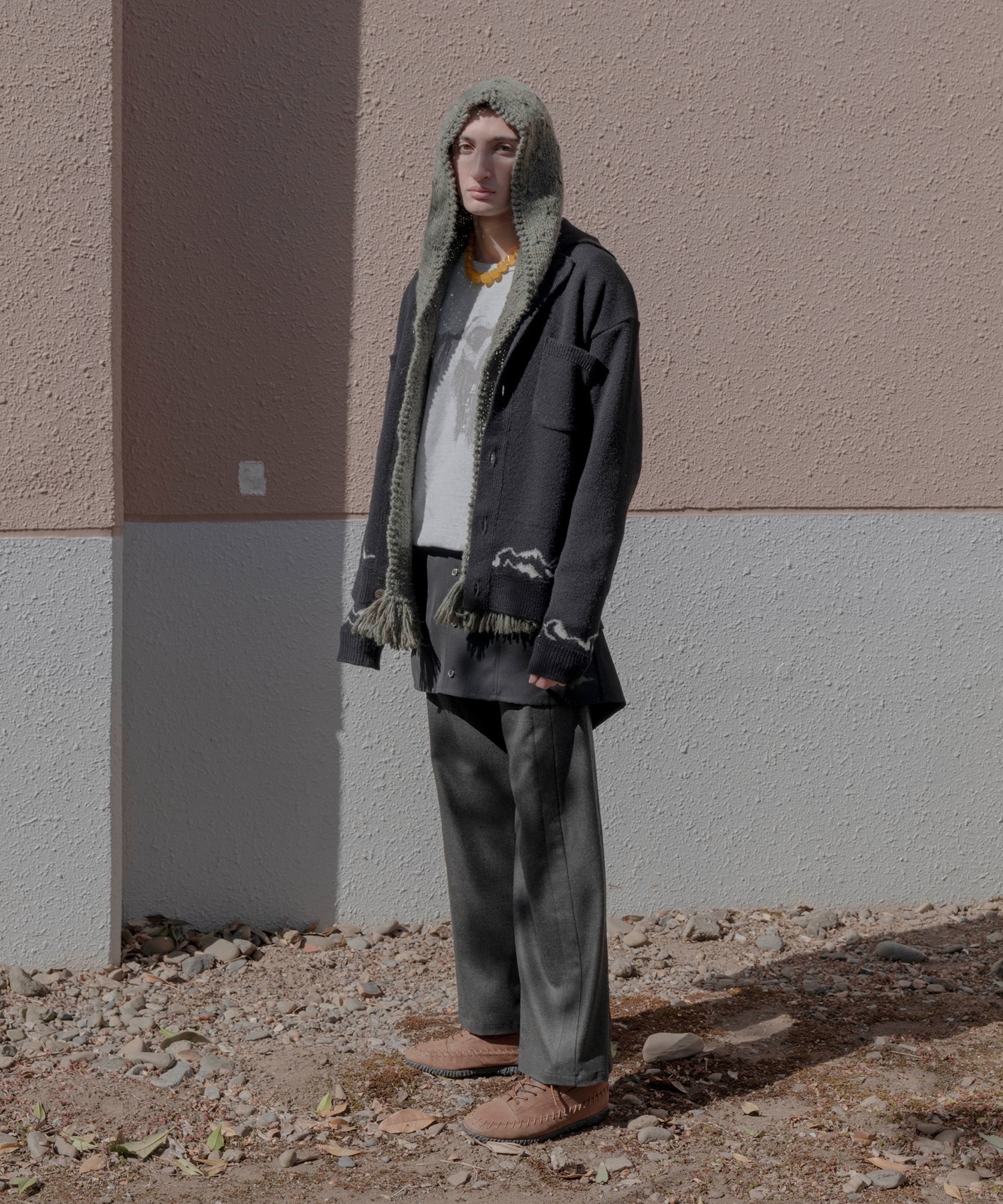 BRAID CUTTING TUCK PANTS STEAF