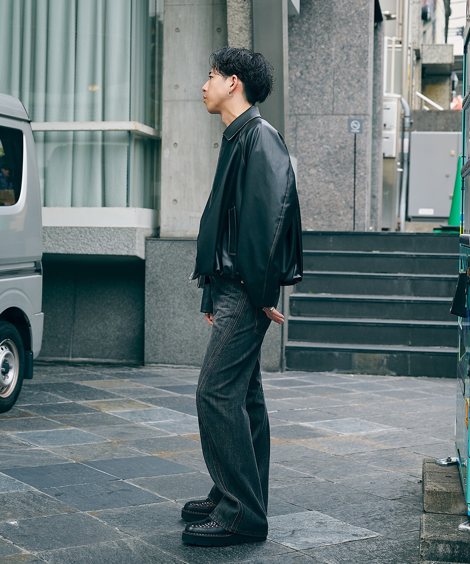 BALOON ZIP UP JACKET FAUX LEATHER CONZ
