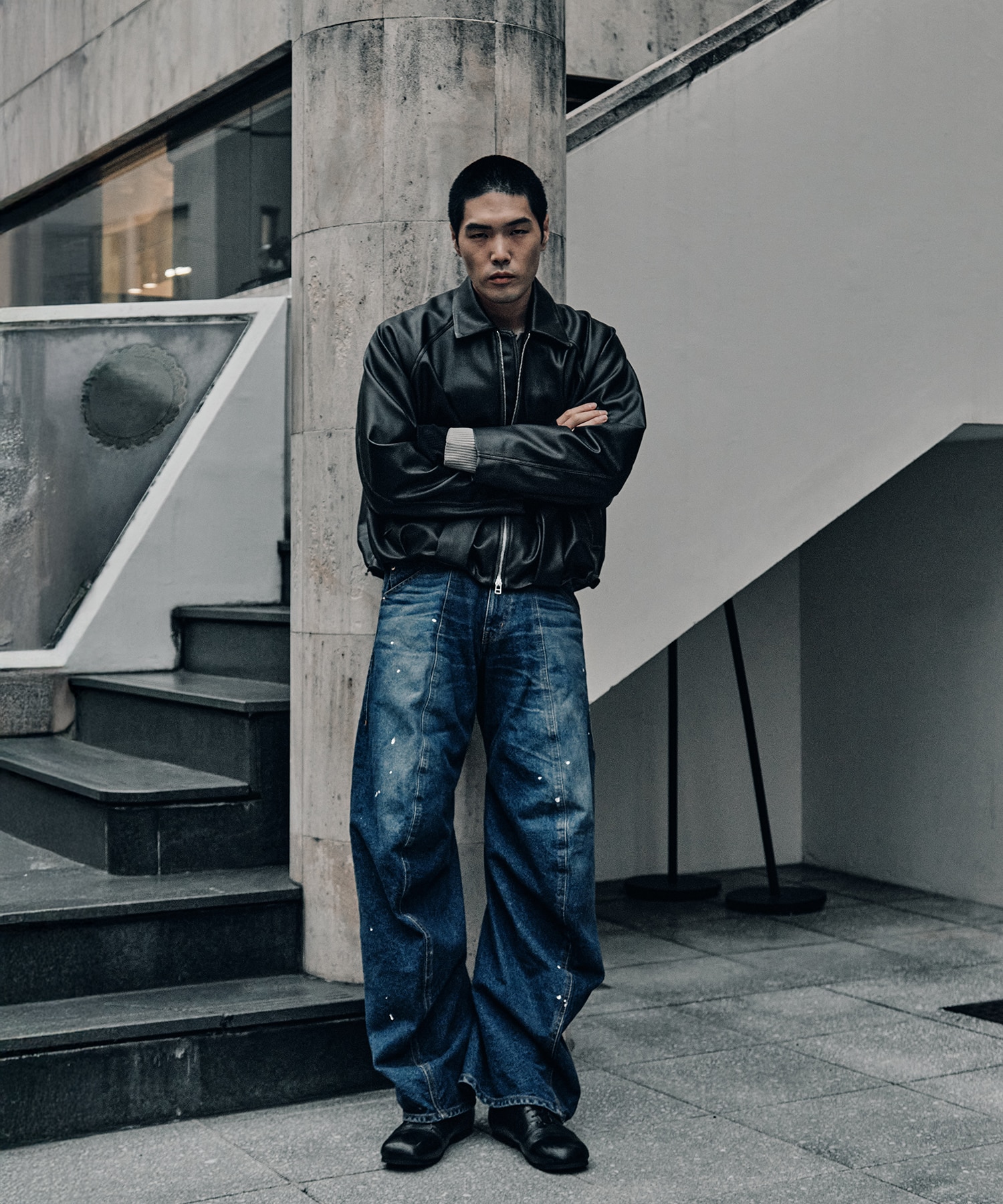 BALOON ZIP UP JACKET FAUX LEATHER CONZ