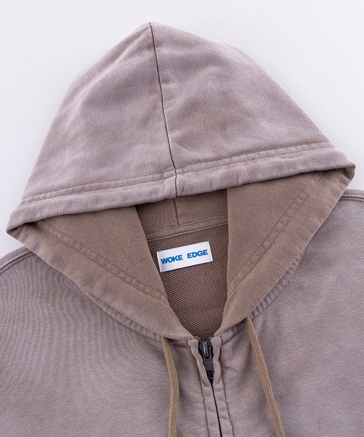 Faded Embroidery Zip Up Hoodie WOKE EDGE
