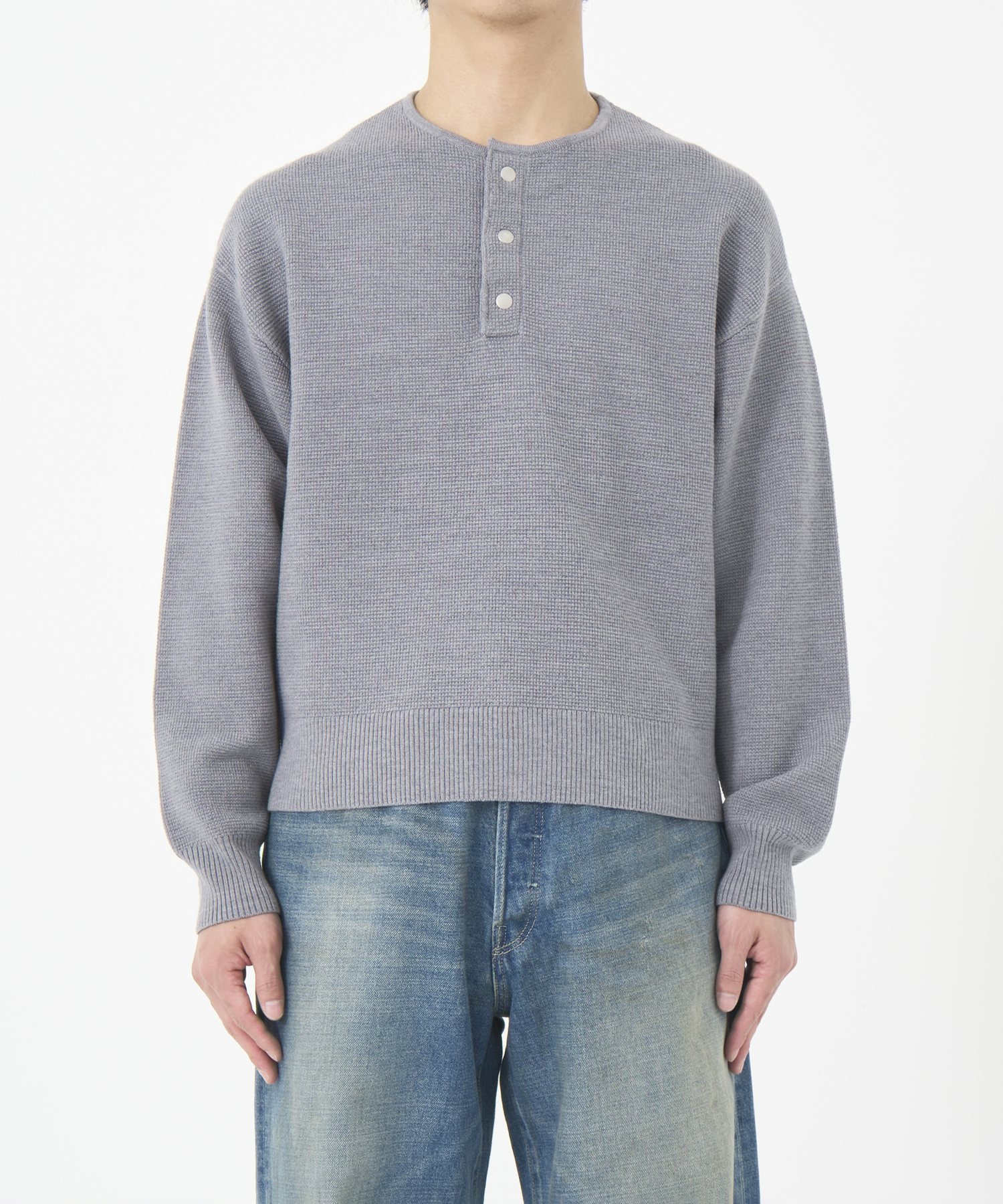 WOOL WAFFLE HENRY KNIT CONZ