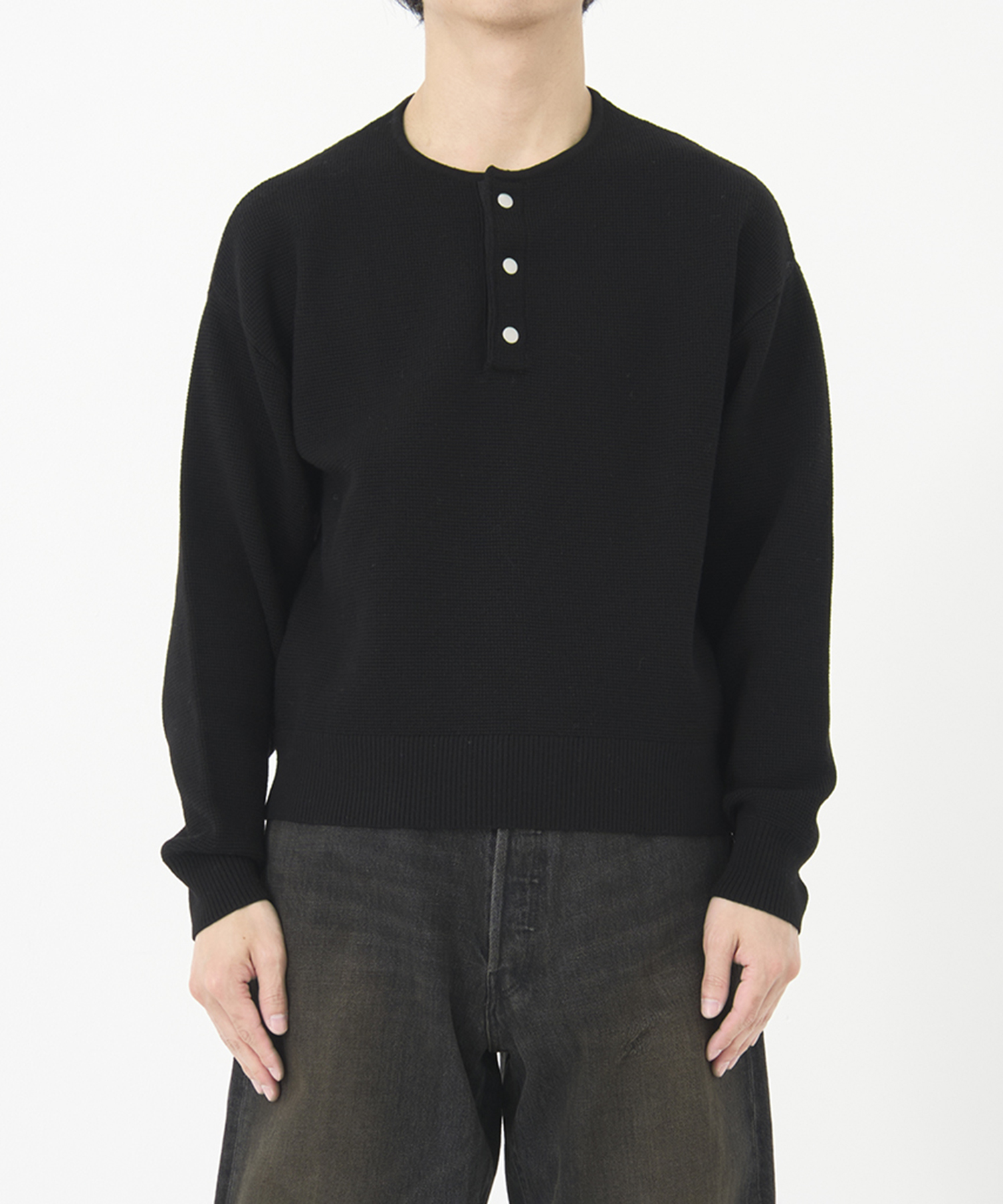 WOOL WAFFLE HENRY KNIT CONZ