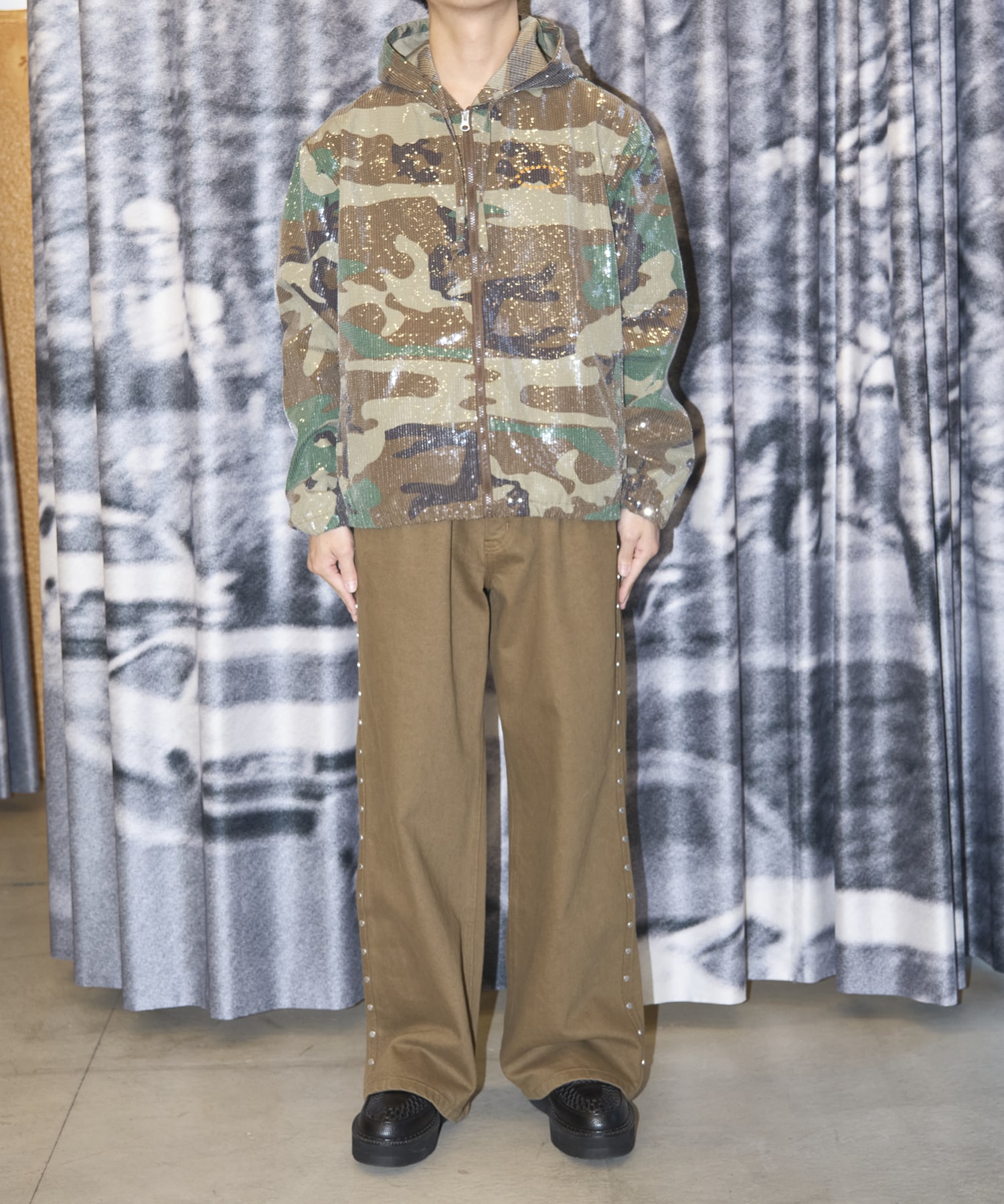 HOODED SPANGLE JACKET WOODLAND CAMO AFB
