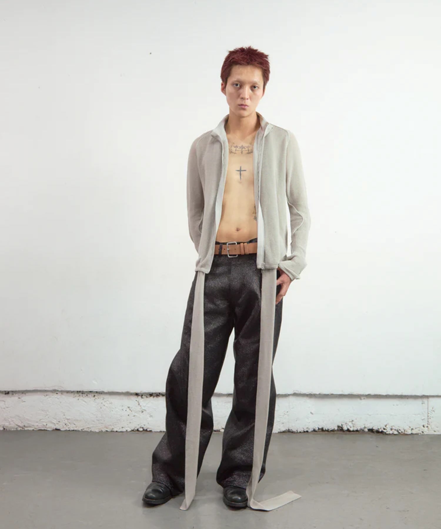 SEMI SHEER DRIVERS ZIP UP SWEATER NVRFRGT