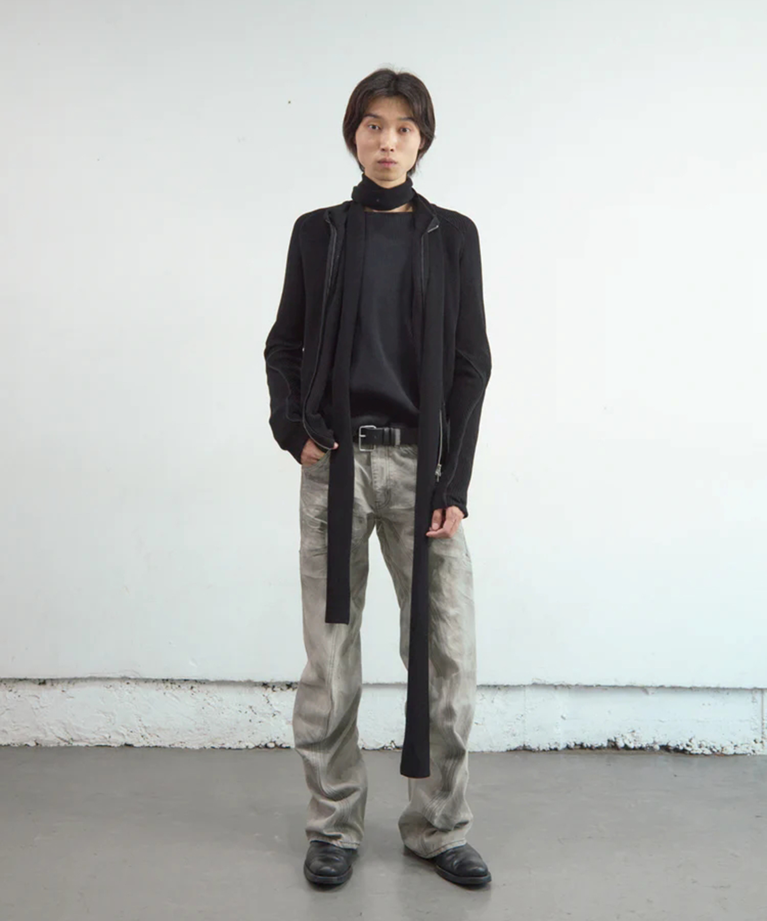 SEMI SHEER DRIVERS ZIP UP SWEATER NVRFRGT