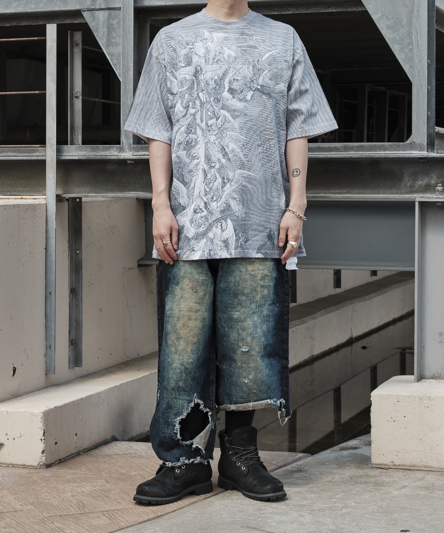 Blown Off Battle Denim Pants LES SIX