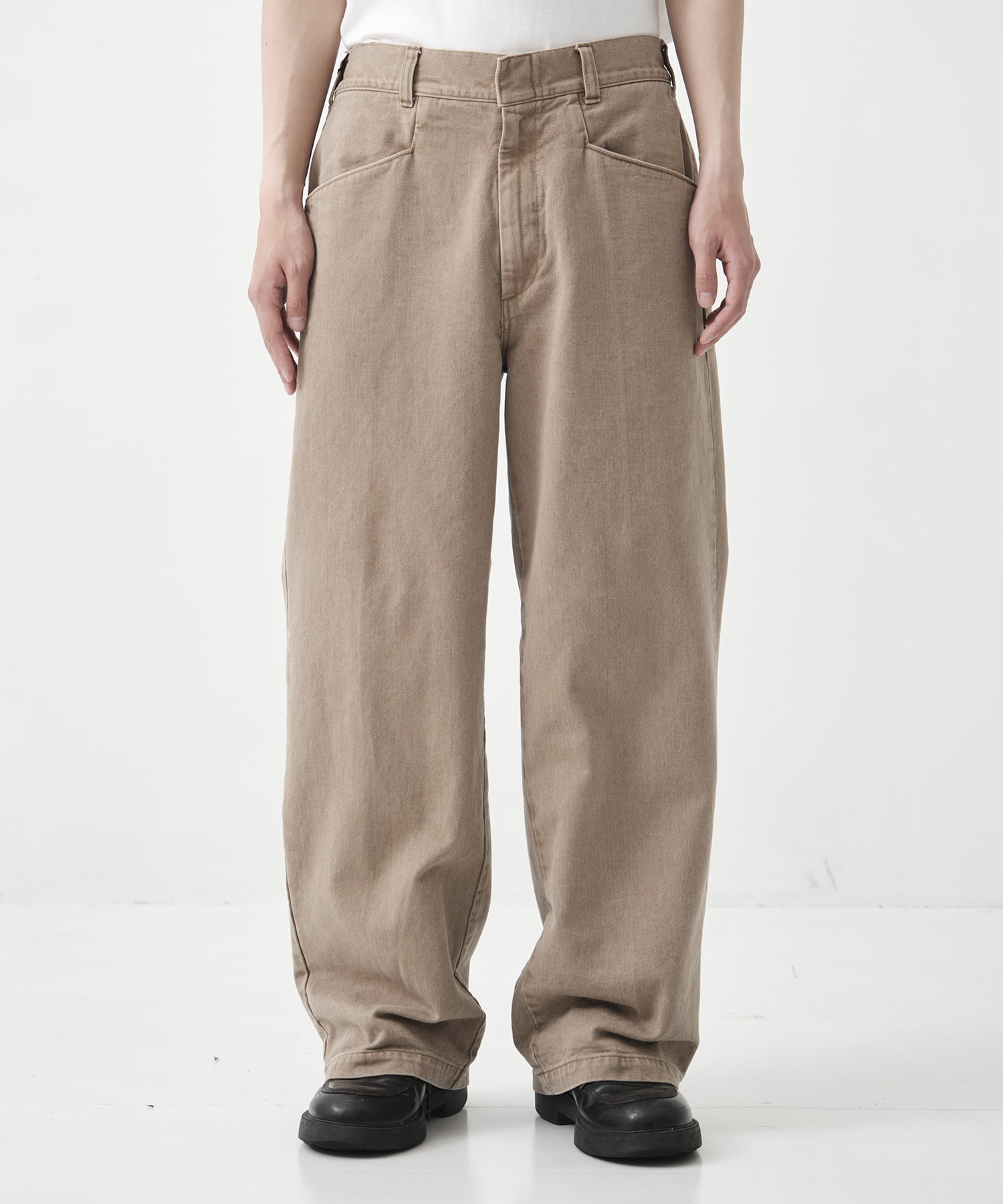 Color Denim Square Leg Easy Trousers 