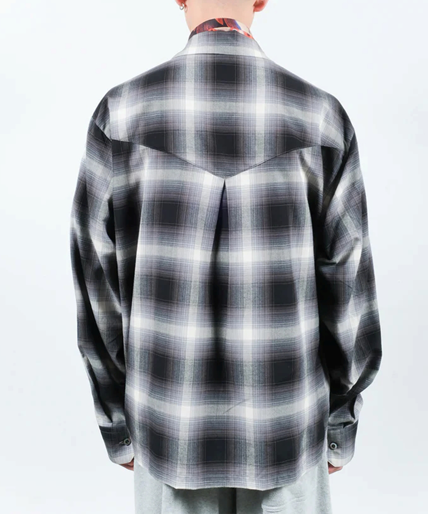 CHECK OPEN COLLAR SHIRT JieDa