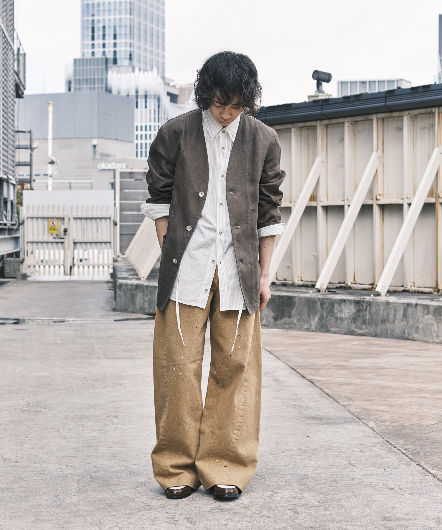 L/S Shirt/Silk Cotton Stripe Nomat