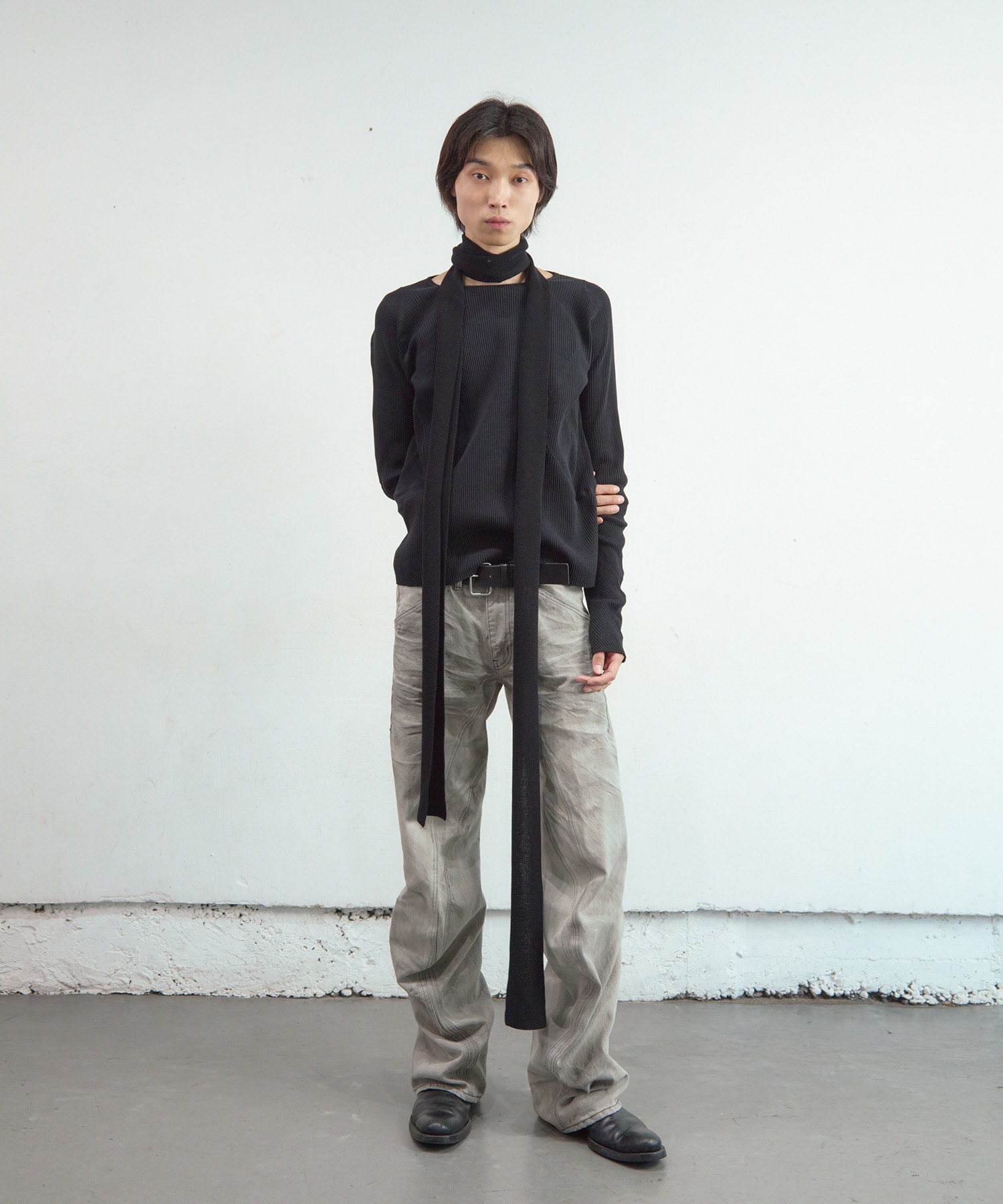 PANELLED RIBBED LONG SLEEVE T-SHIRT NVRFRGT