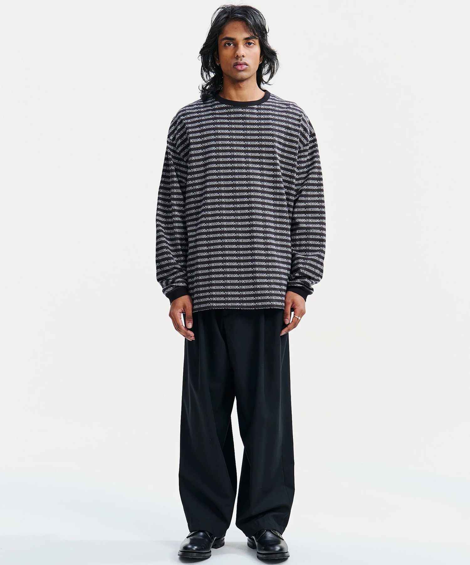 Supima Jacquard Border L/S Tee COOTIE PRODUCTIONS