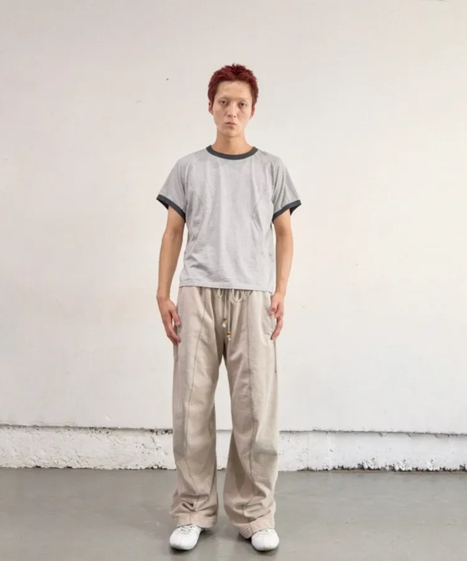 PANELLED HALF SLEEVE　RINGER T-SHIRT NVRFRGT