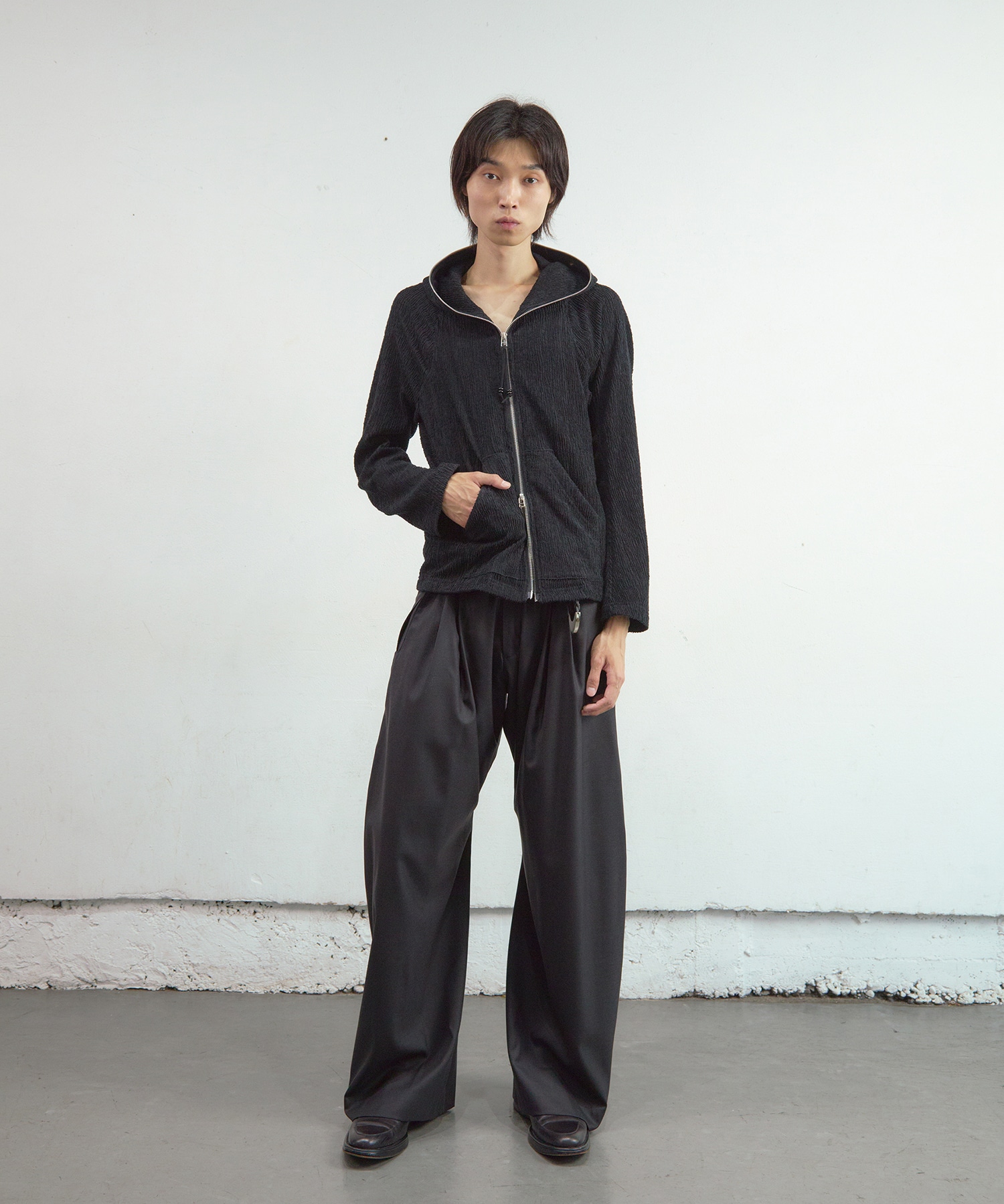 SEMI SHEER FULL ZIP UP HOODIE NVRFRGT