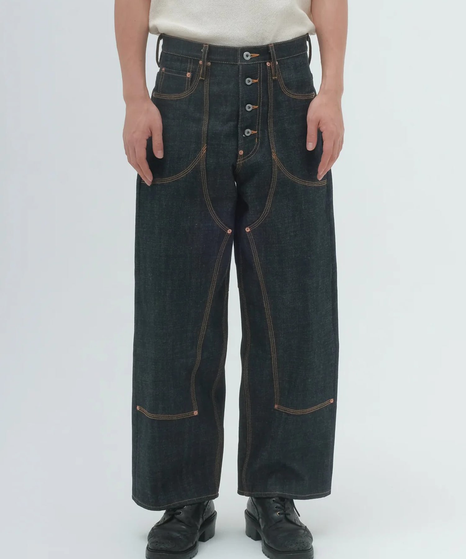 CLASSIC DOUBLE KNEE DENIM PANTS SUGARHILL