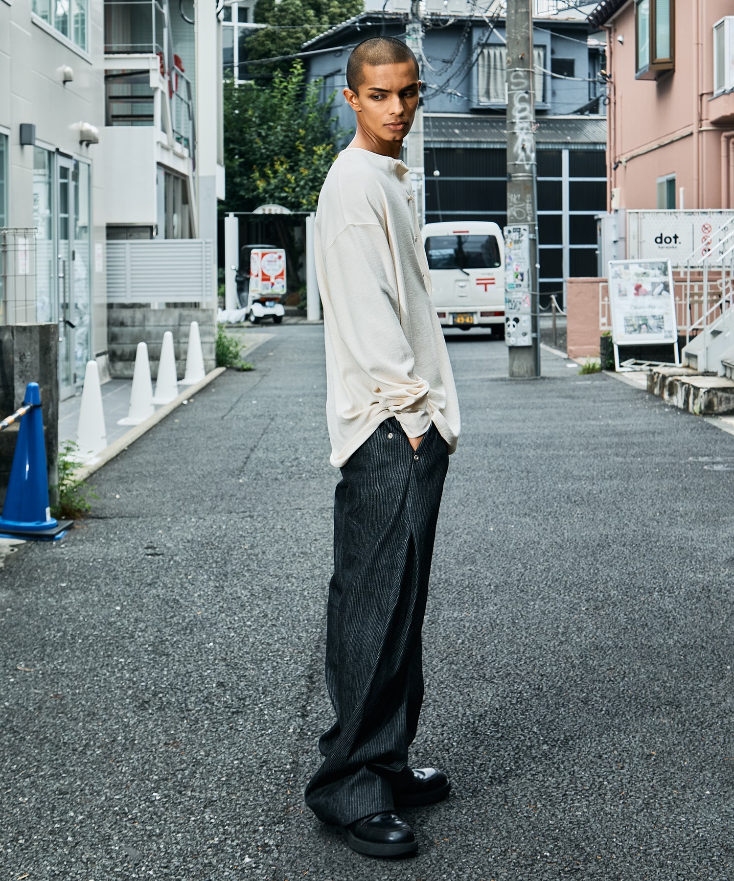 curve leg trousers pique denim 2.0 CONZ