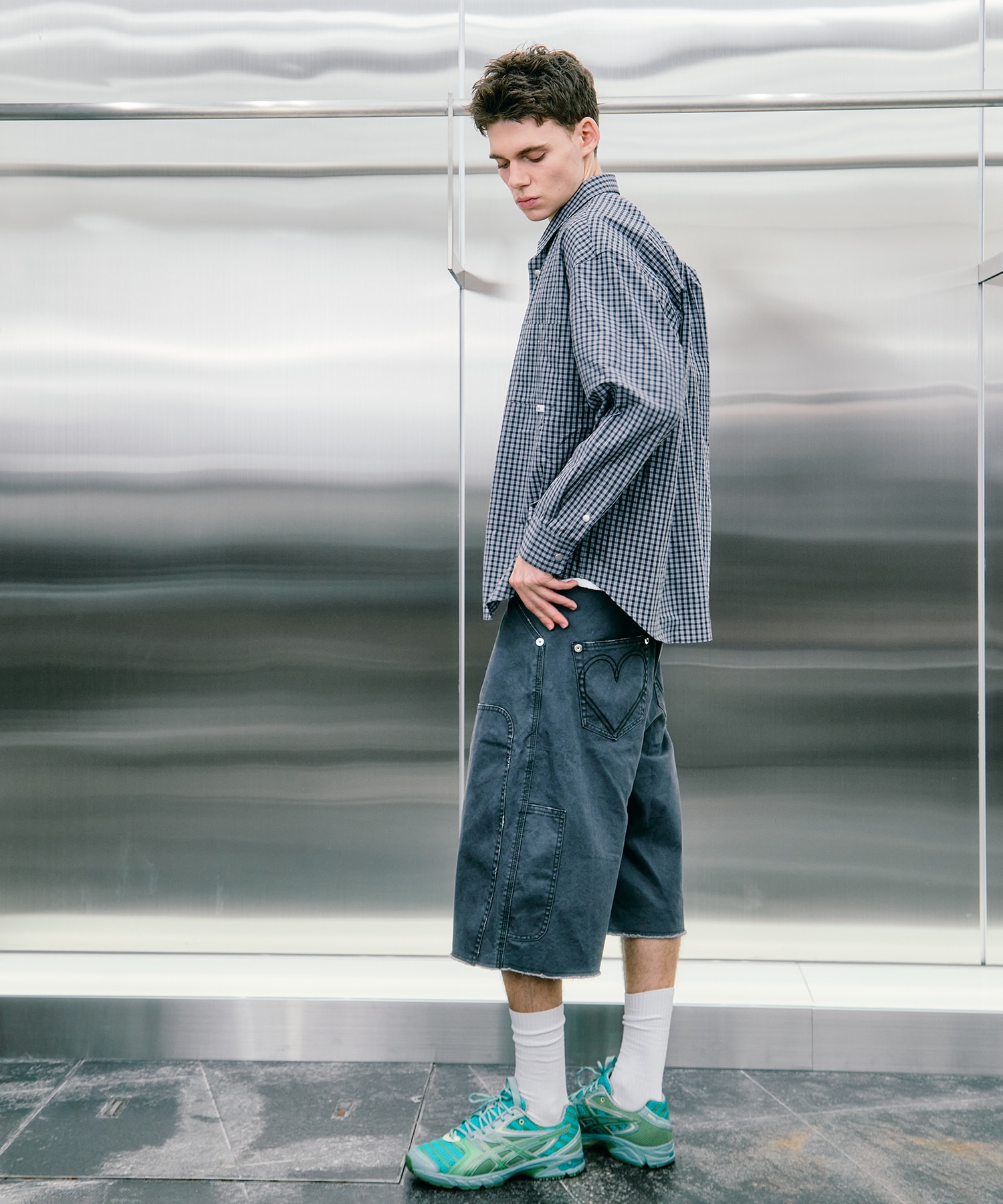 BASICKS×duck double knee curve leg shorts CONZ