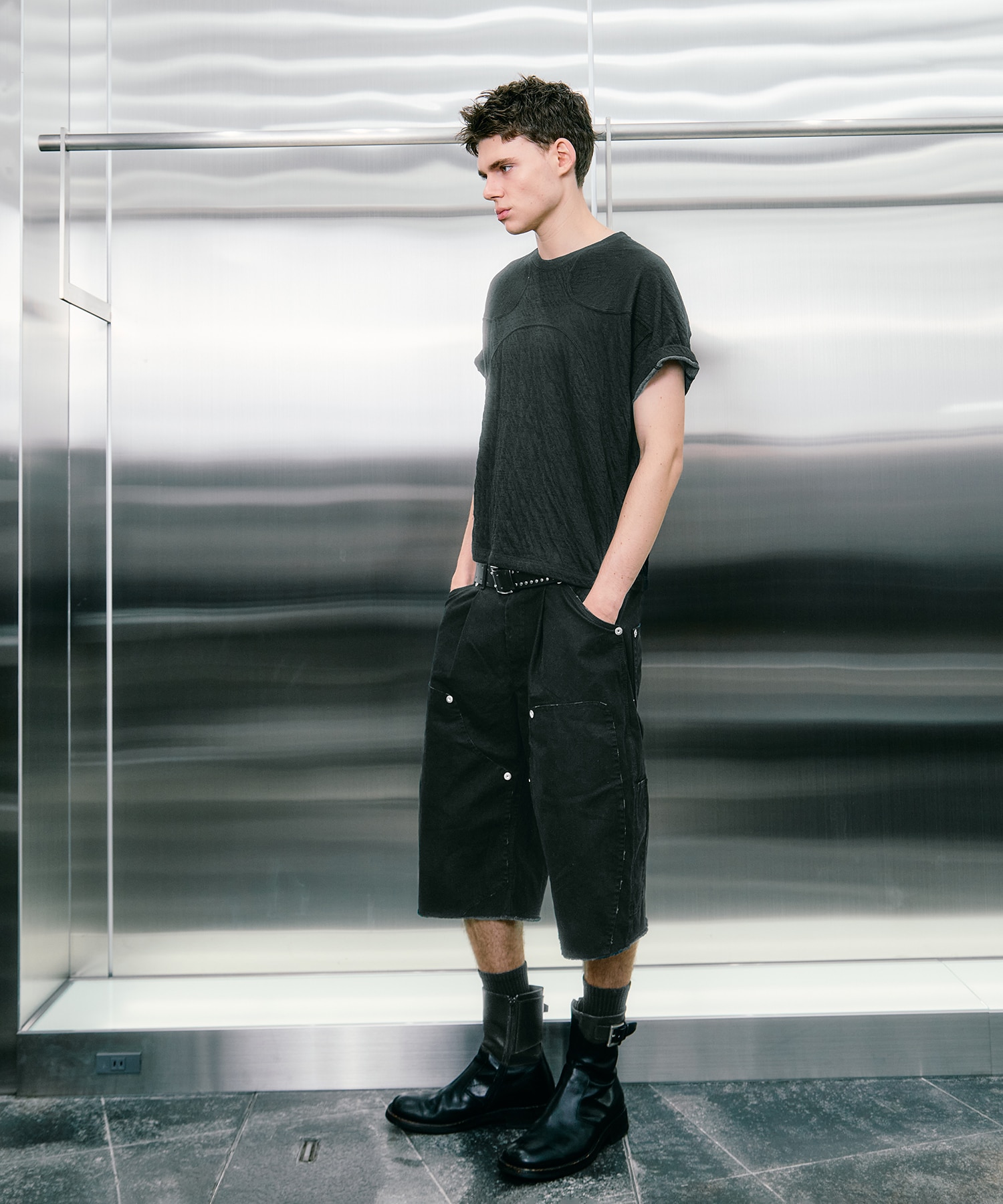 BASICKS×duck double knee curve leg shorts CONZ