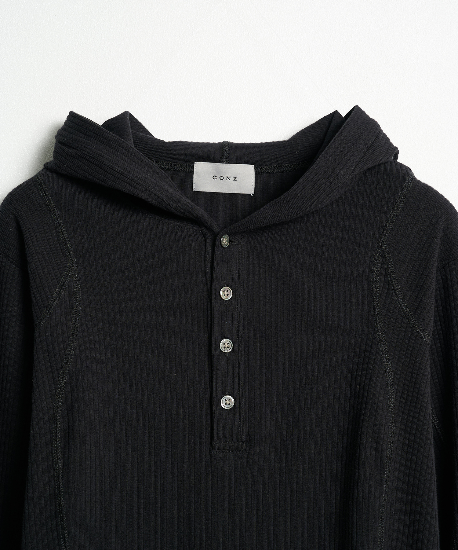 hooded rib long sleeve tee CONZ