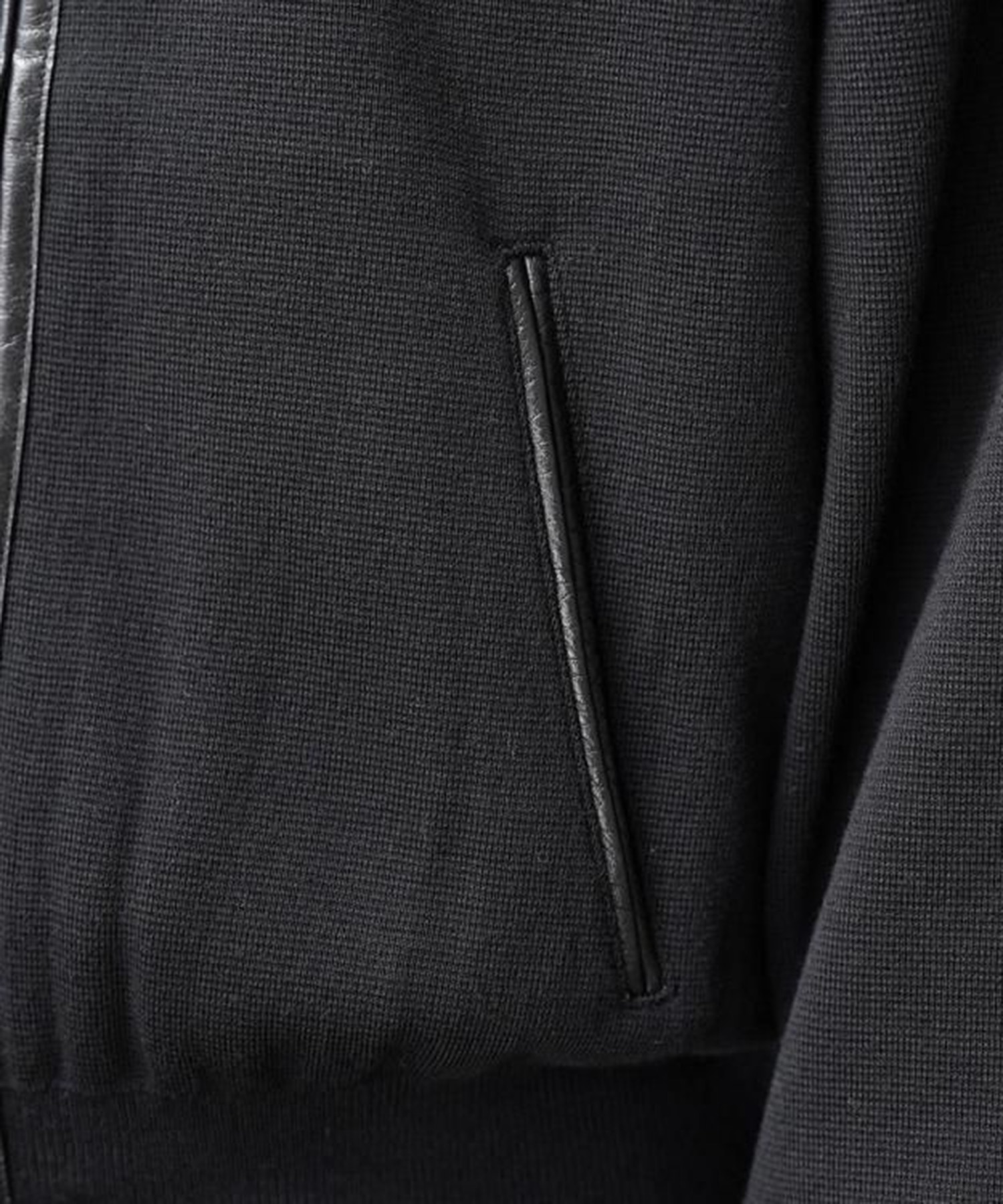 LEATHER PIPING TRACK KNIT JACKET ANTHEM A