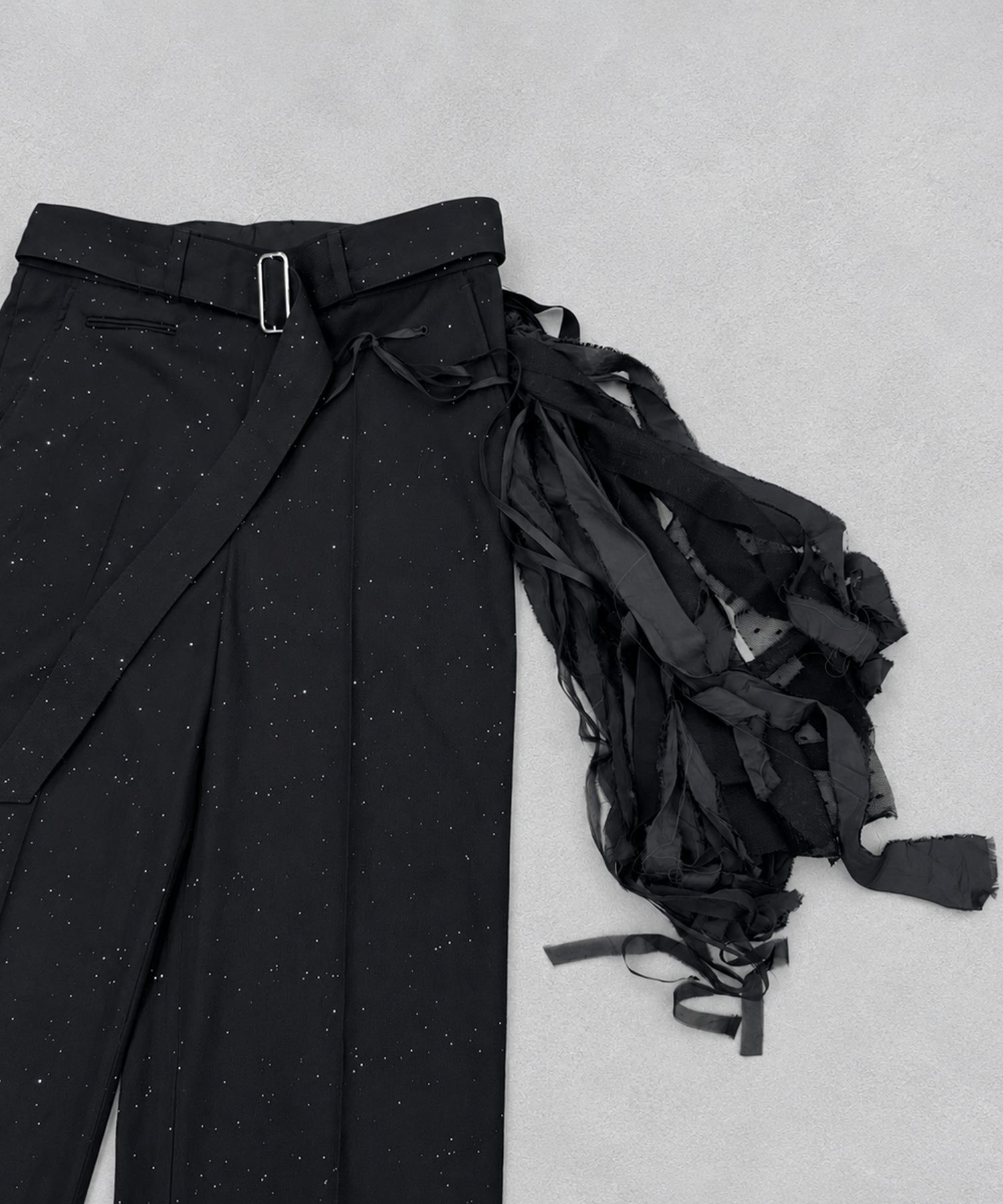 SEQUINS WOOL BELTED SLACKS Midorikawa