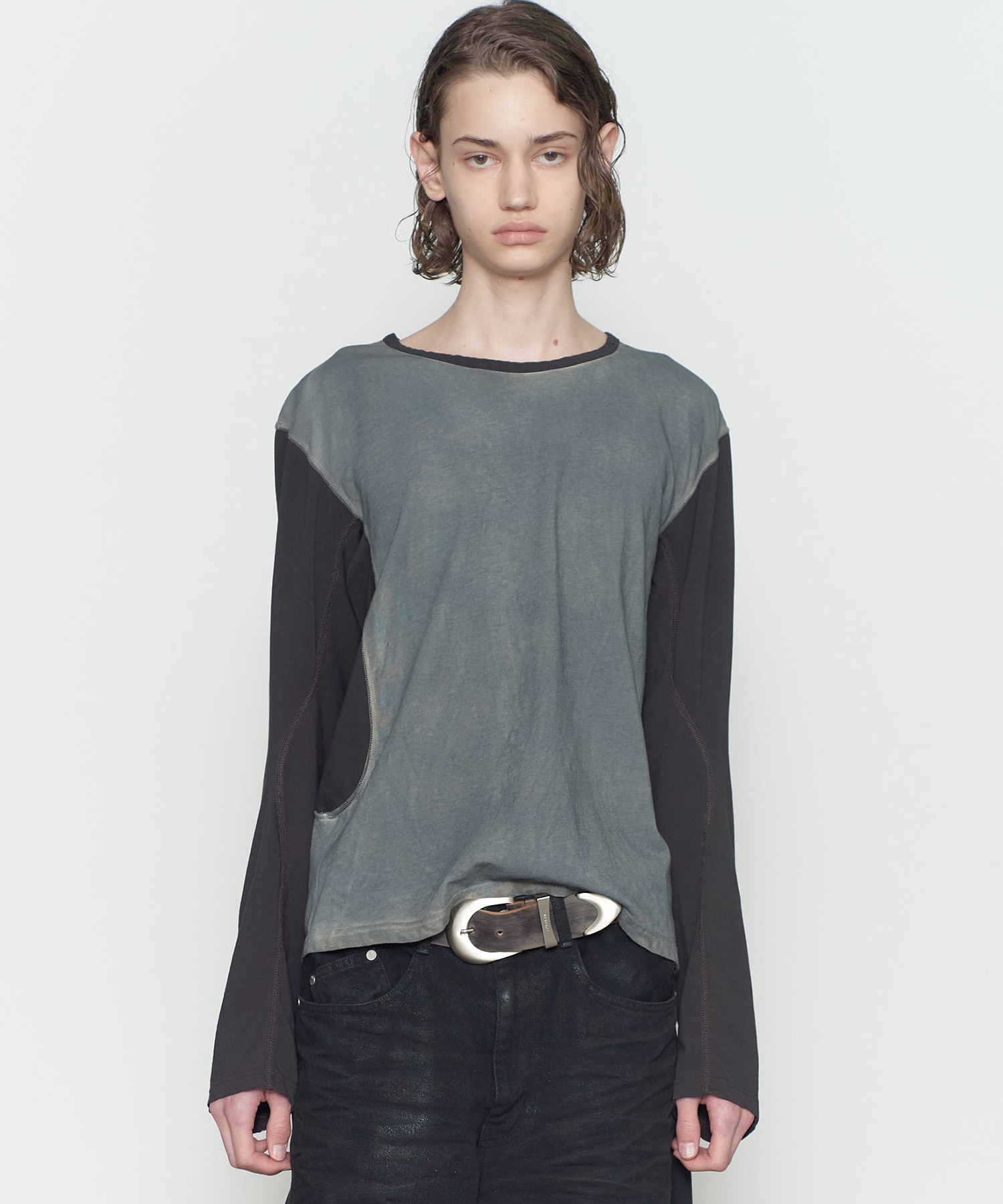 4C DISTRESSED LEATHER BELT NVRFRGT