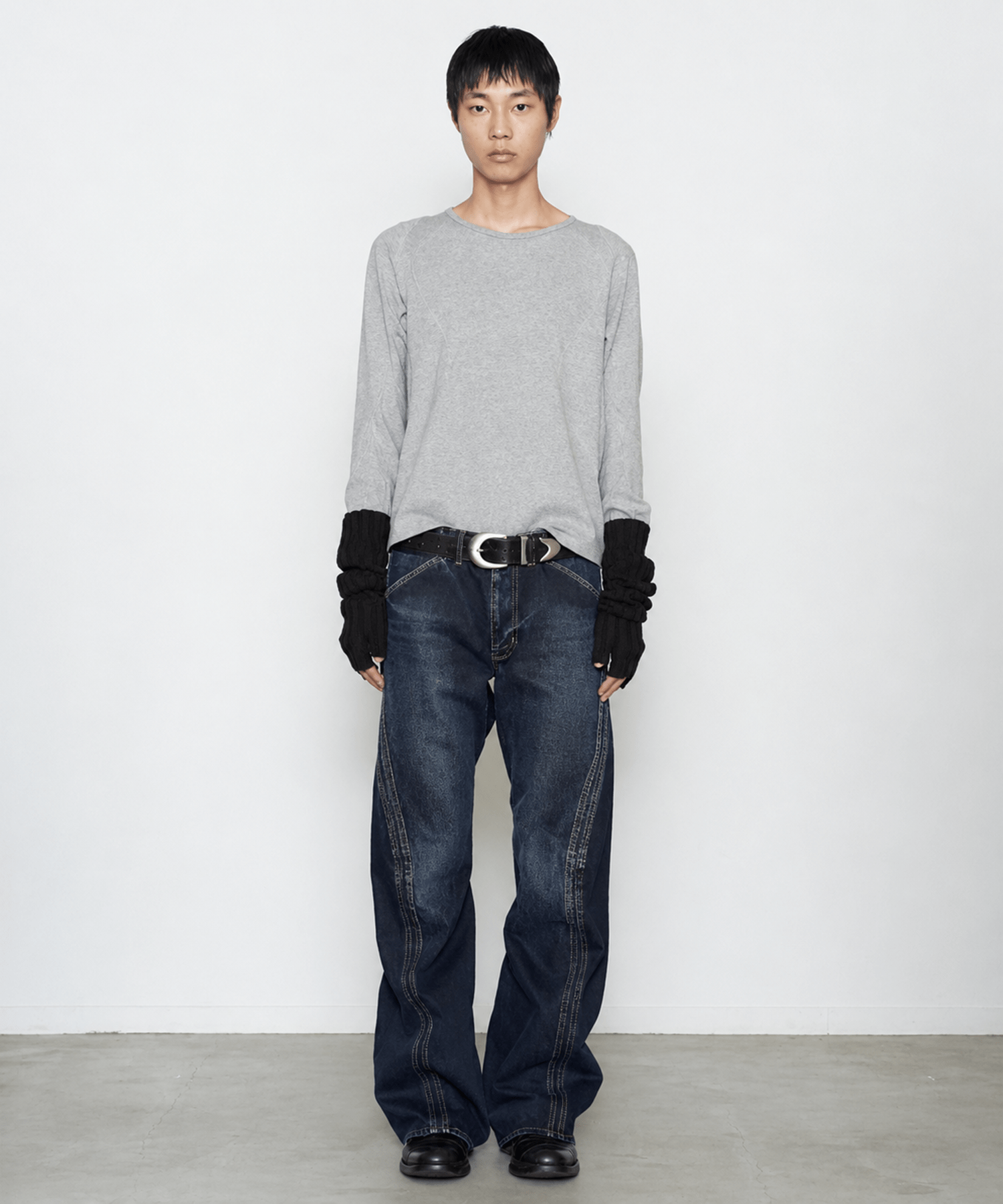 CROCODILE EMBOSSED LEATHETR BELT NVRFRGT
