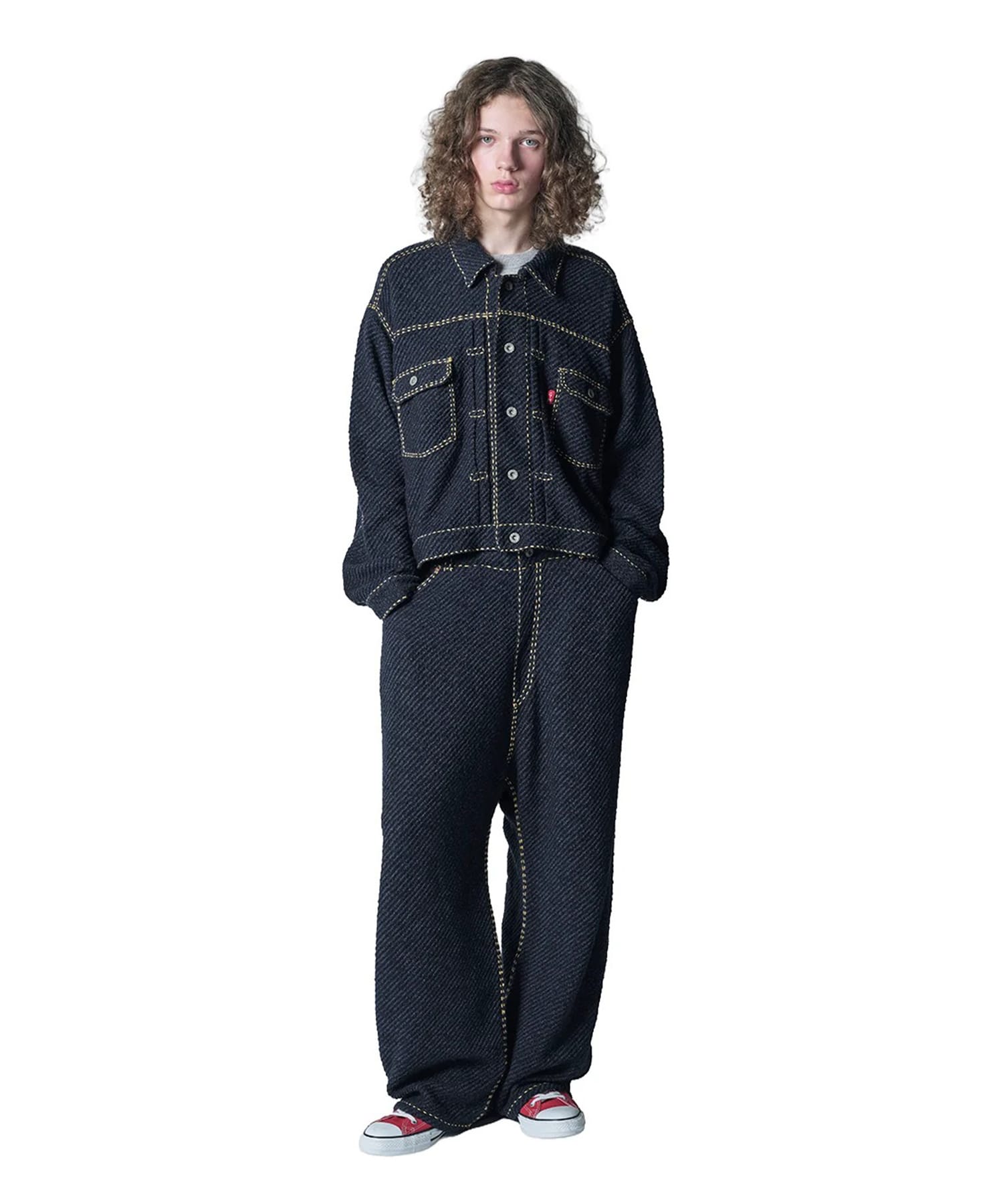 Hand Stitched Rigid Denim Knit Jacket gim context