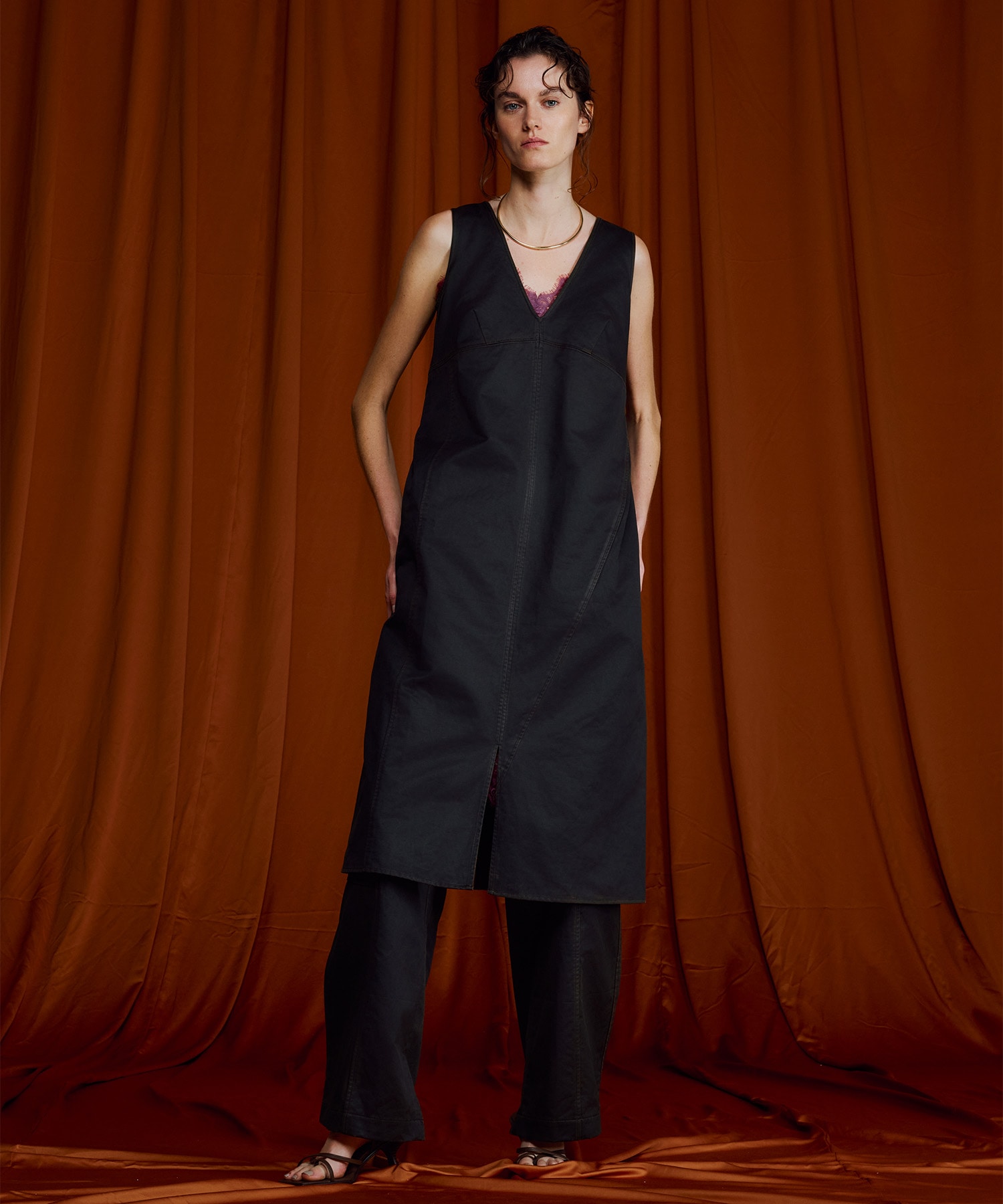 WAX COATING TUCK DRESS ANTHEM A