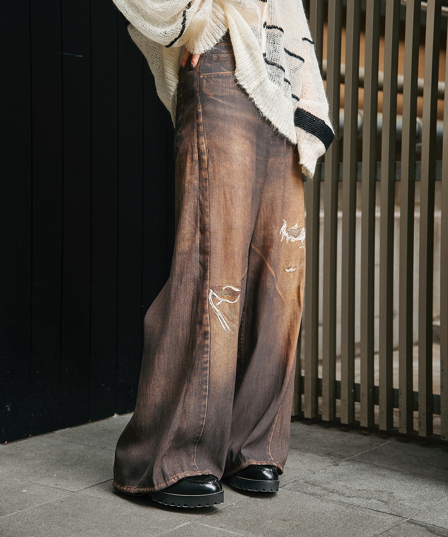 別注DENIM PRINT SHEER PANTS THINGS THAT MATTER