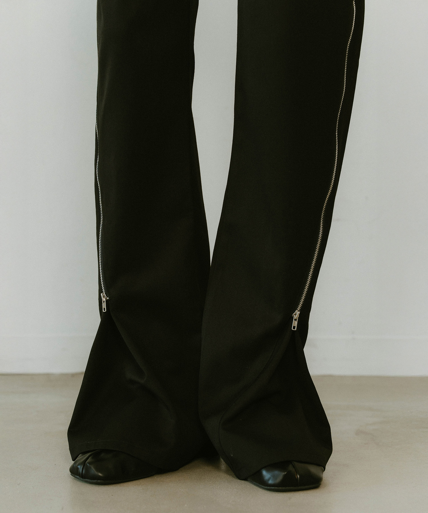 2piece zip flare pants 