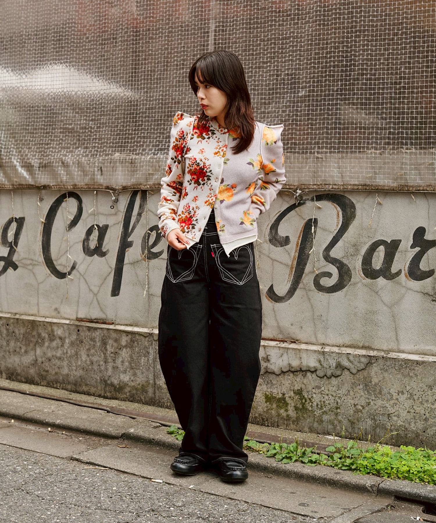 dual-tone bloom cardigan OPEN SESAME CLUB